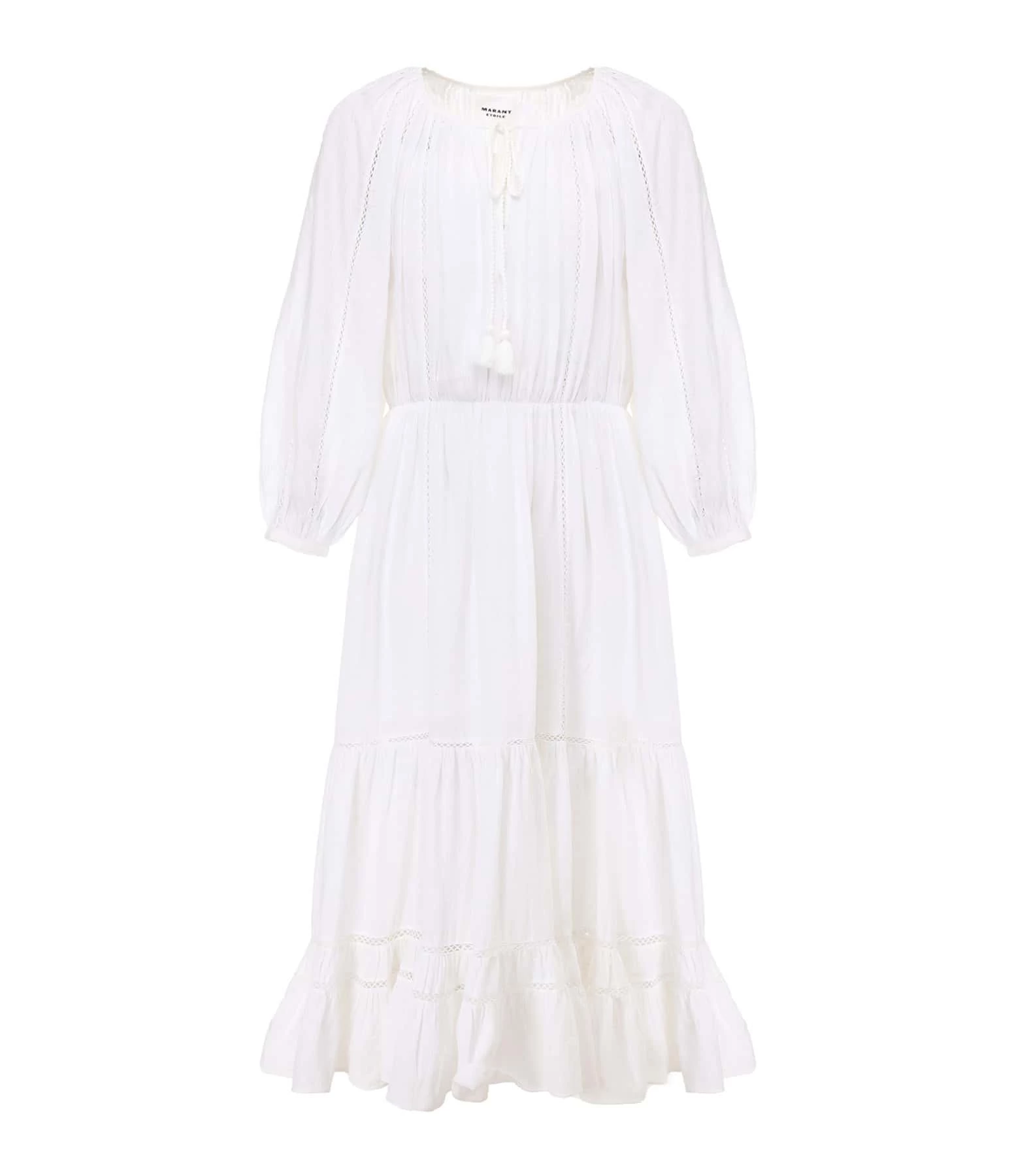 MARANT ÉTOILE Robe Longue Latifa Coton Blanc