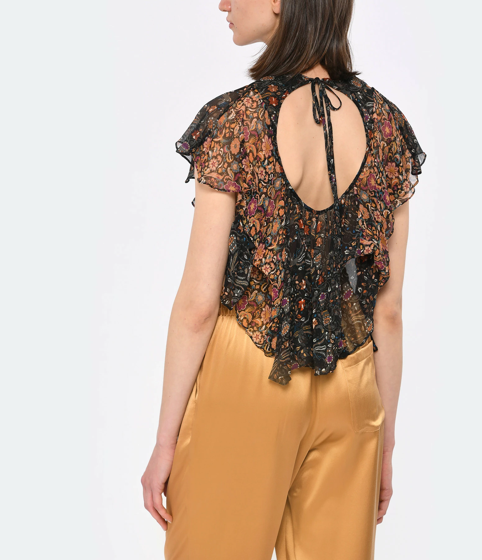 Isabel Marant Top Oriane Soie Imprimé Orange – Image 5