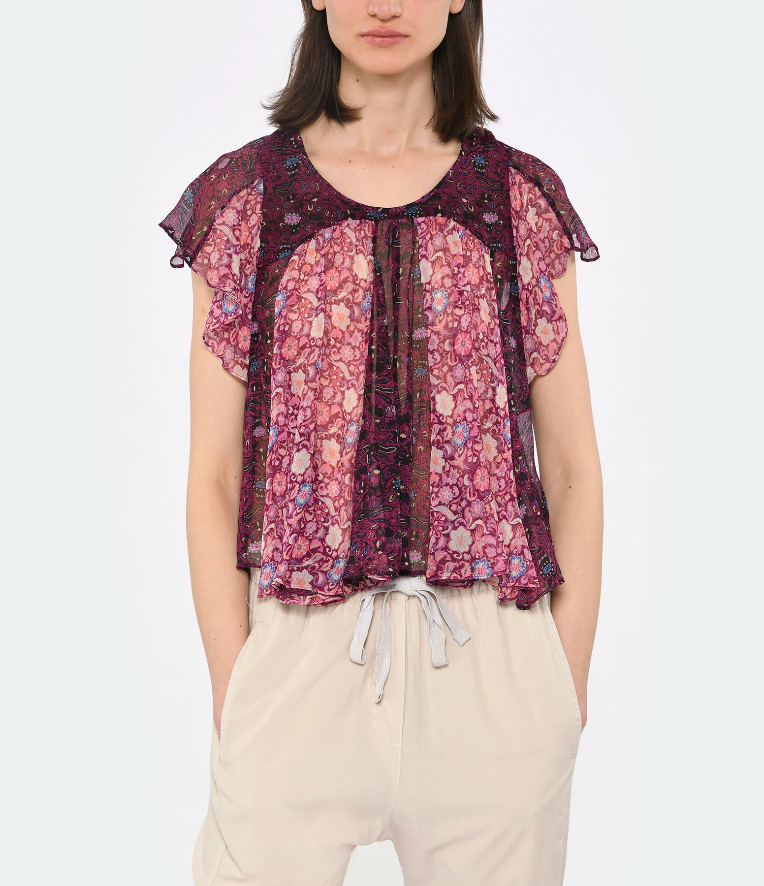 Isabel Marant Top Oriane Soie Fuchsia – Image 3