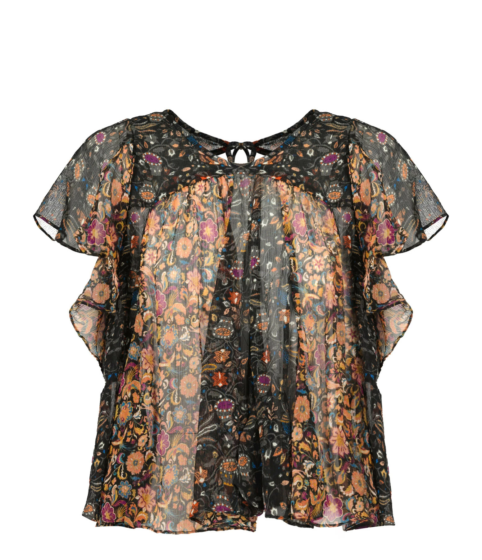 Isabel Marant Top Oriane Soie Imprimé Orange