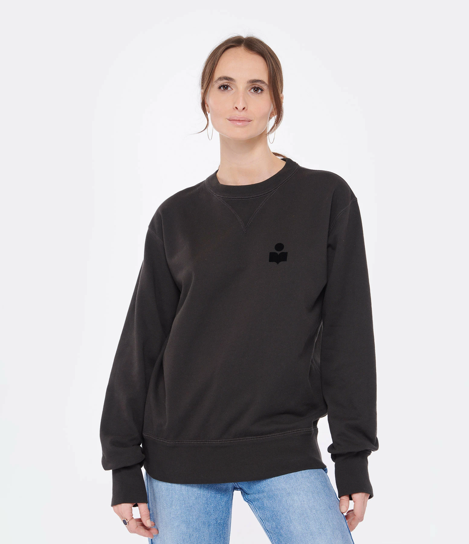 Isabel Marant Sweatshirt Homme Mike Coton Noir Délavé 5 Isabel Marant Sweatshirt Homme Mike Coton Noir Délavé – Image 3
