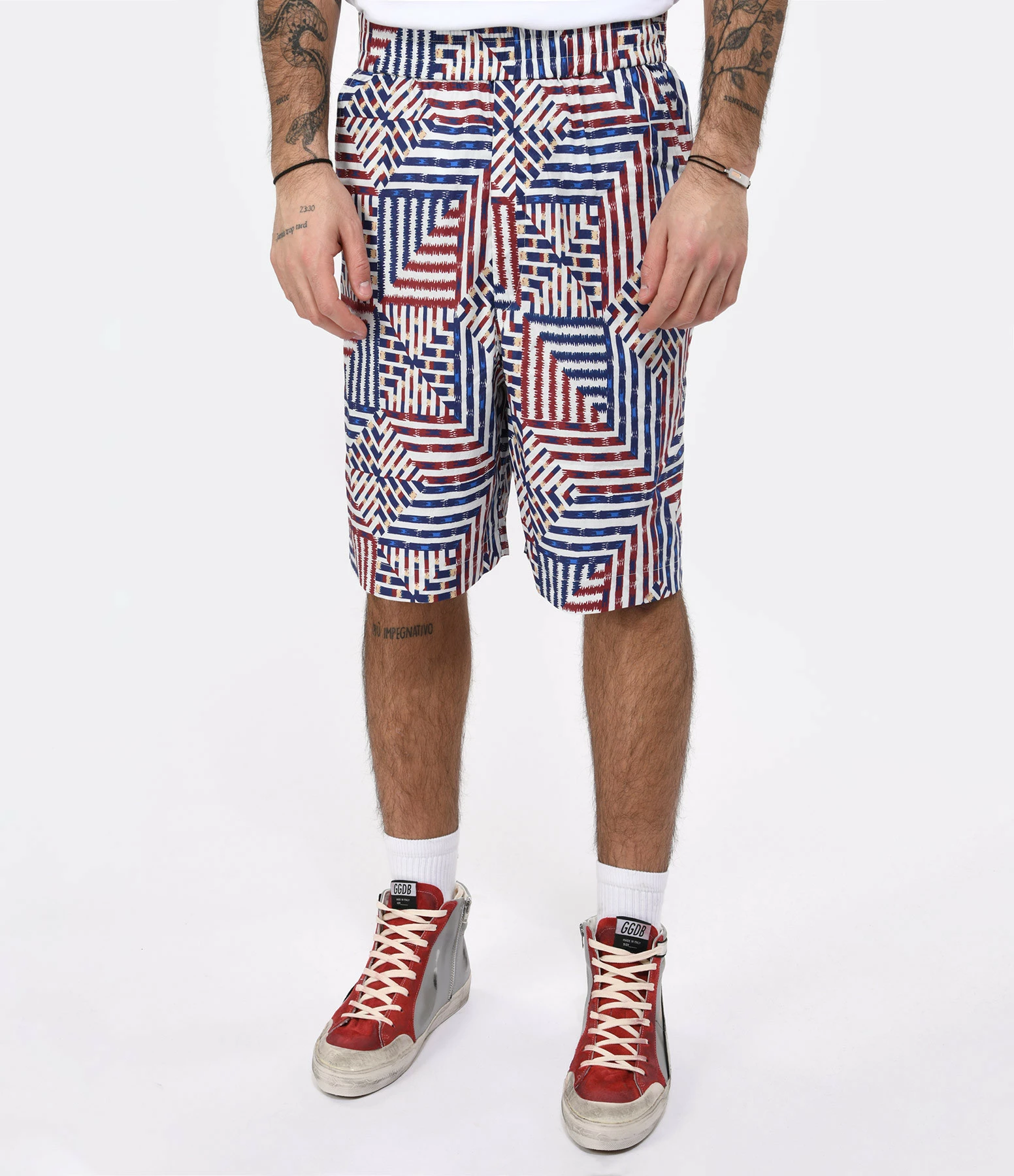 Isabel Marant Short Homme Edoardo Coton Bleu Rouge – Image 4
