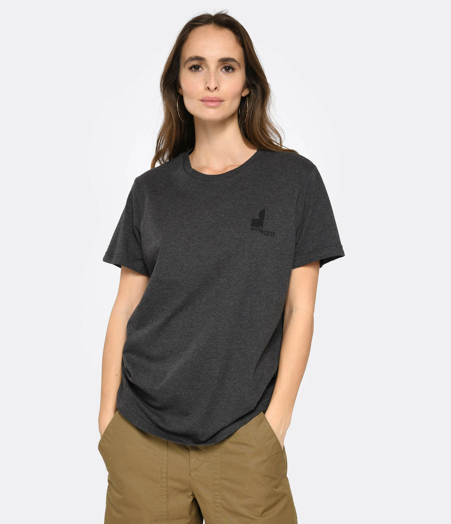 Isabel Marant Tee-shirt Homme Zafferh Coton Anthracite – Image 3
