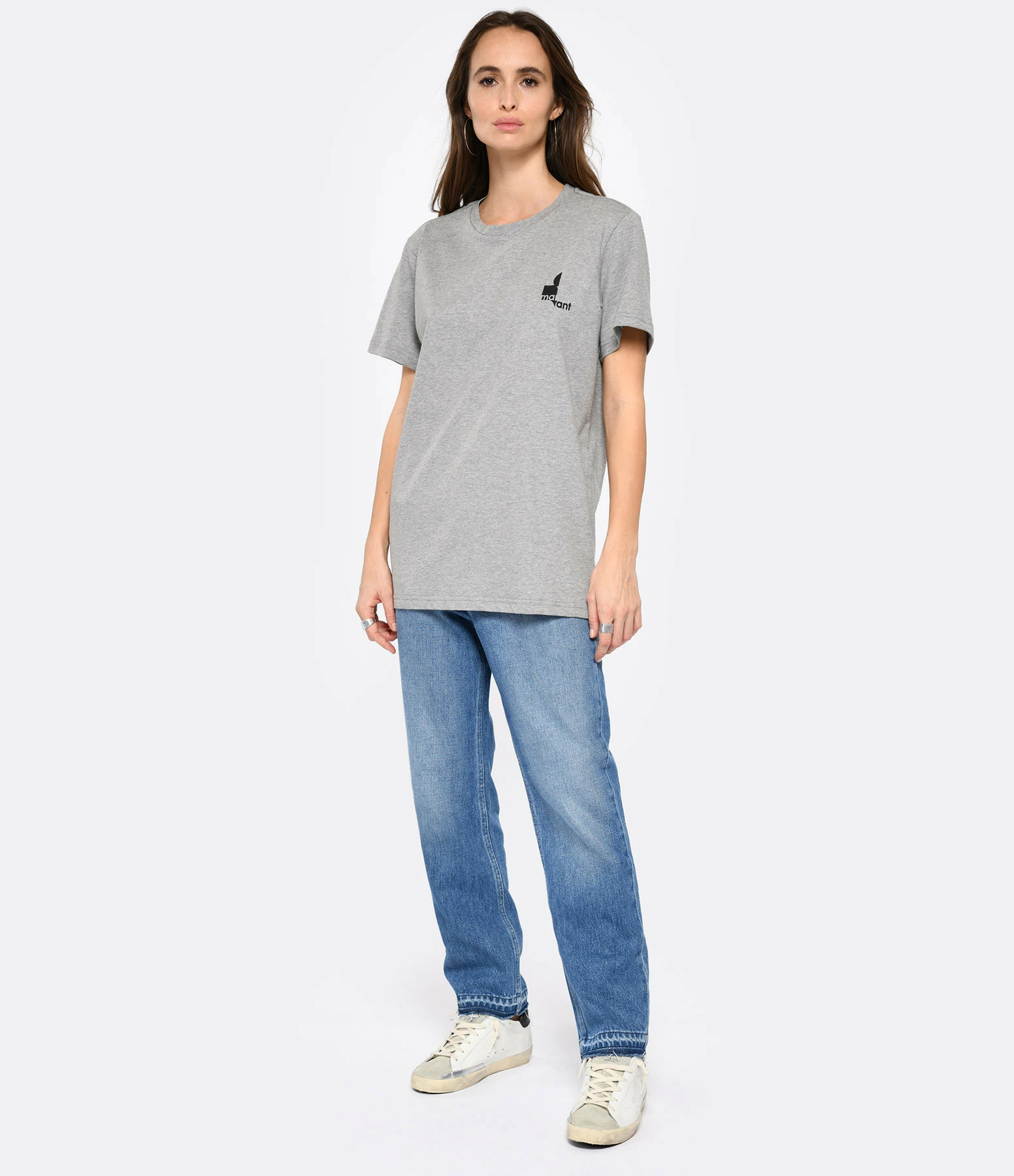 Isabel Marant Tee-shirt Homme Zafferh Coton Gris Clair – Image 4
