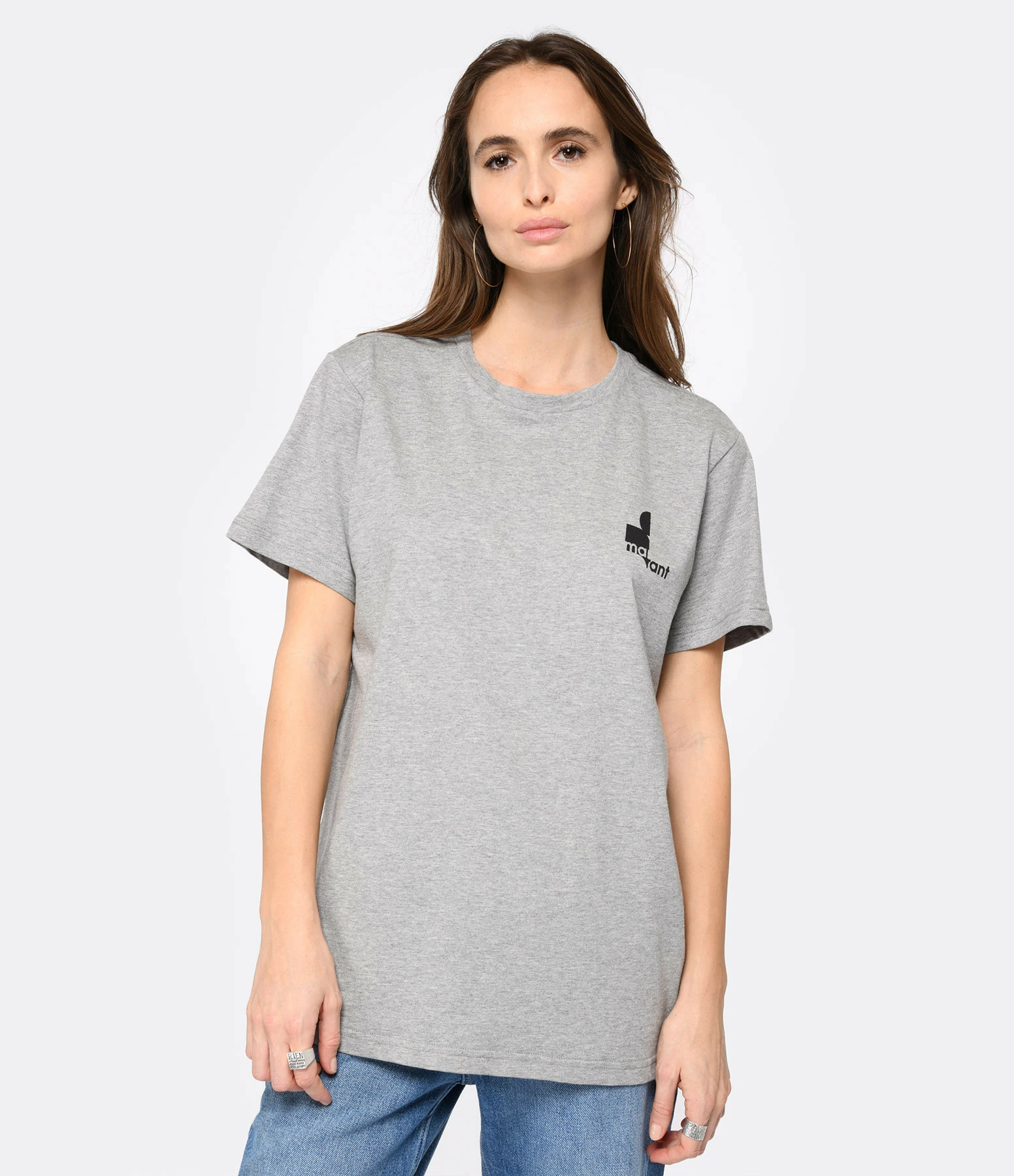 Isabel Marant Tee-shirt Homme Zafferh Coton Gris Clair – Image 3