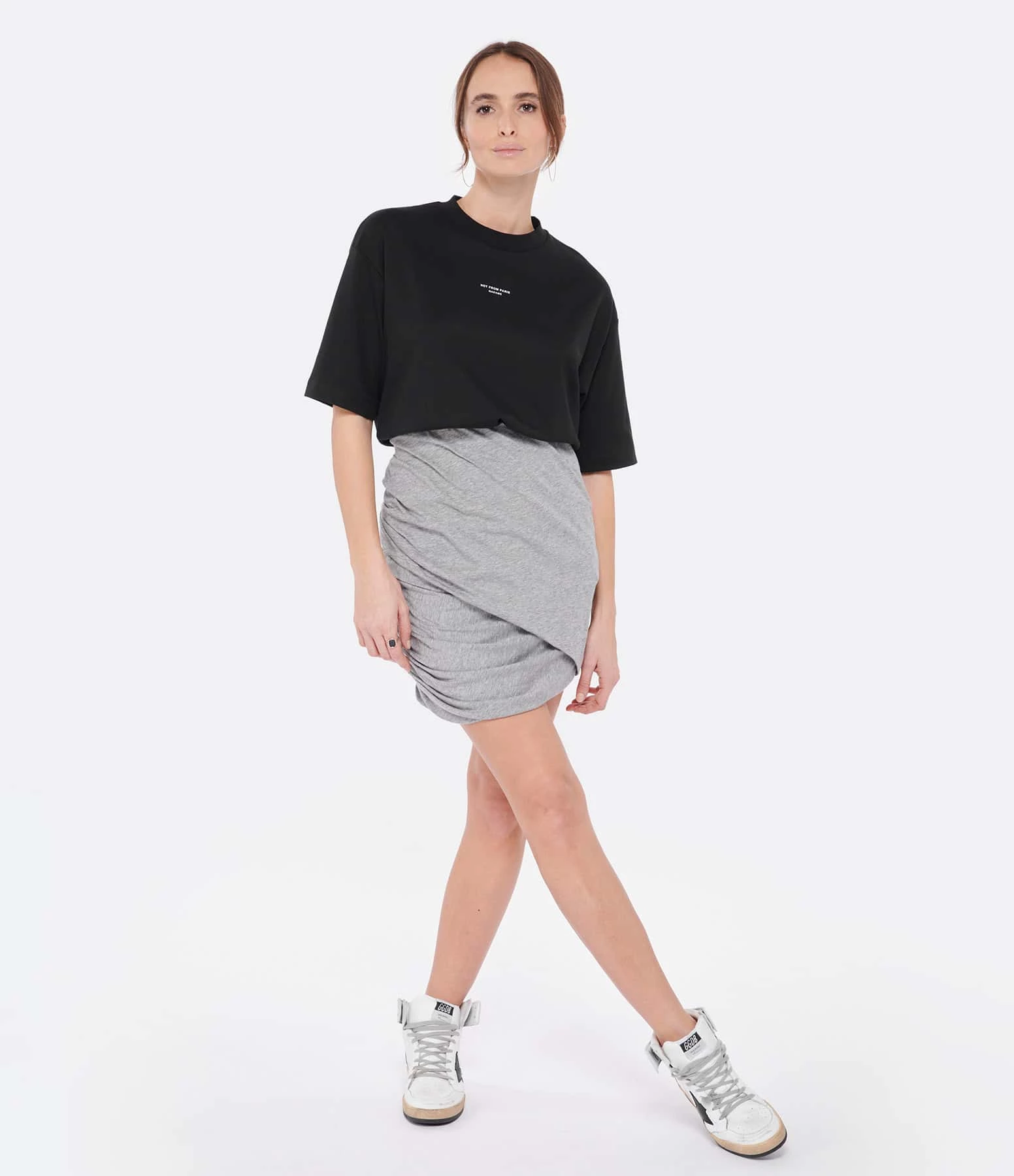 IRO Jupe Fosca Coton Gris Mélangé – Image 3