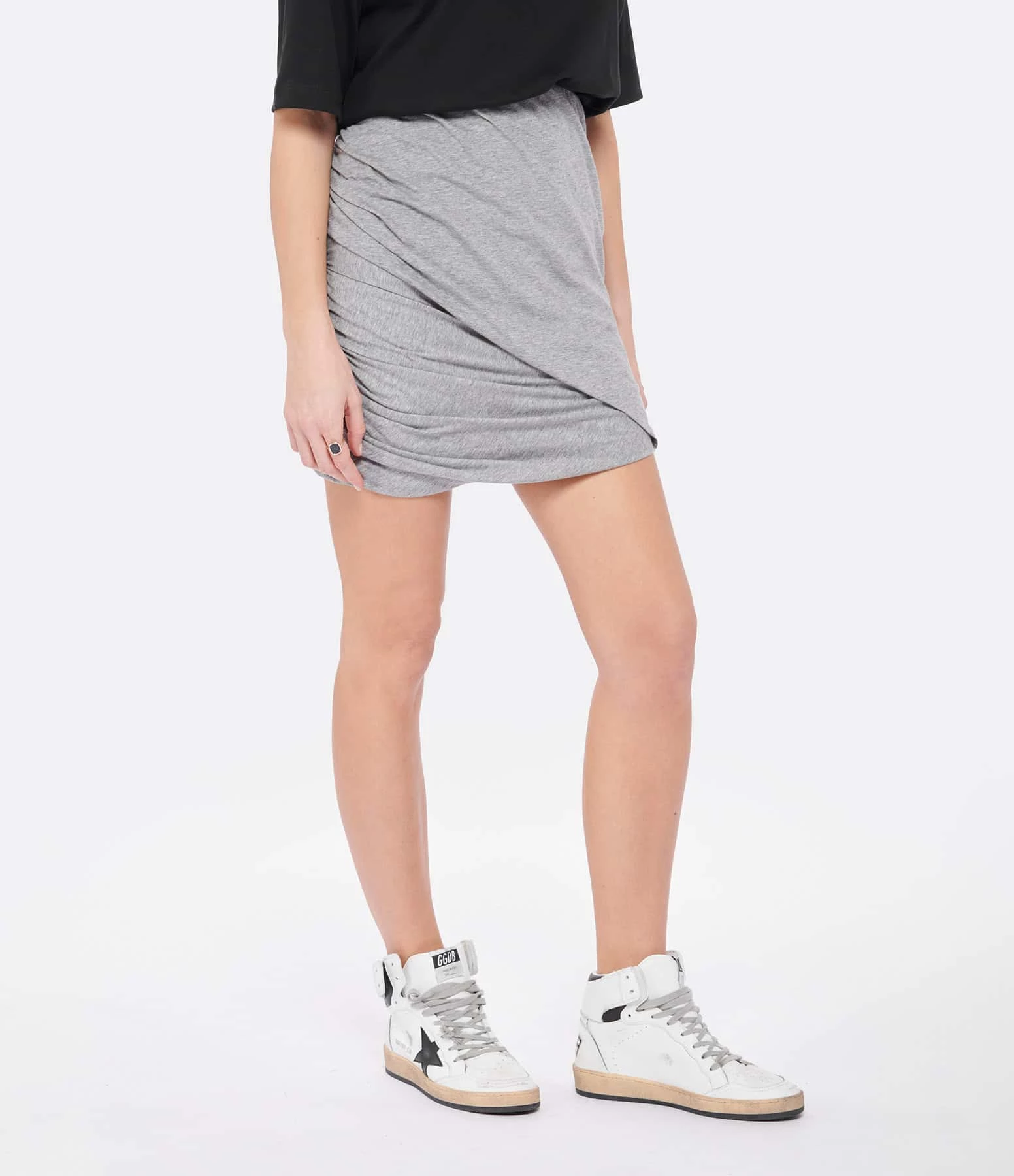 IRO Jupe Fosca Coton Gris Mélangé – Image 5