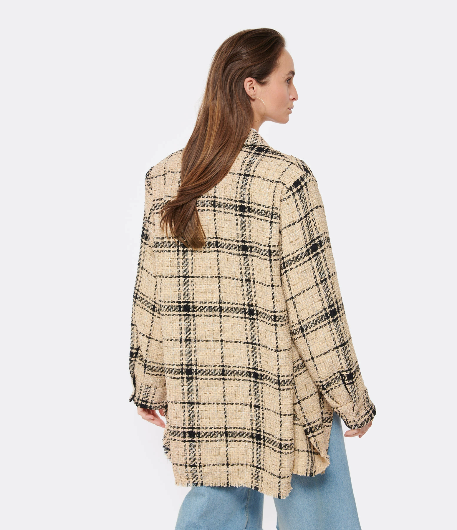 IRO Surchemise Kawelo Coton Carreaux Beige – Image 5