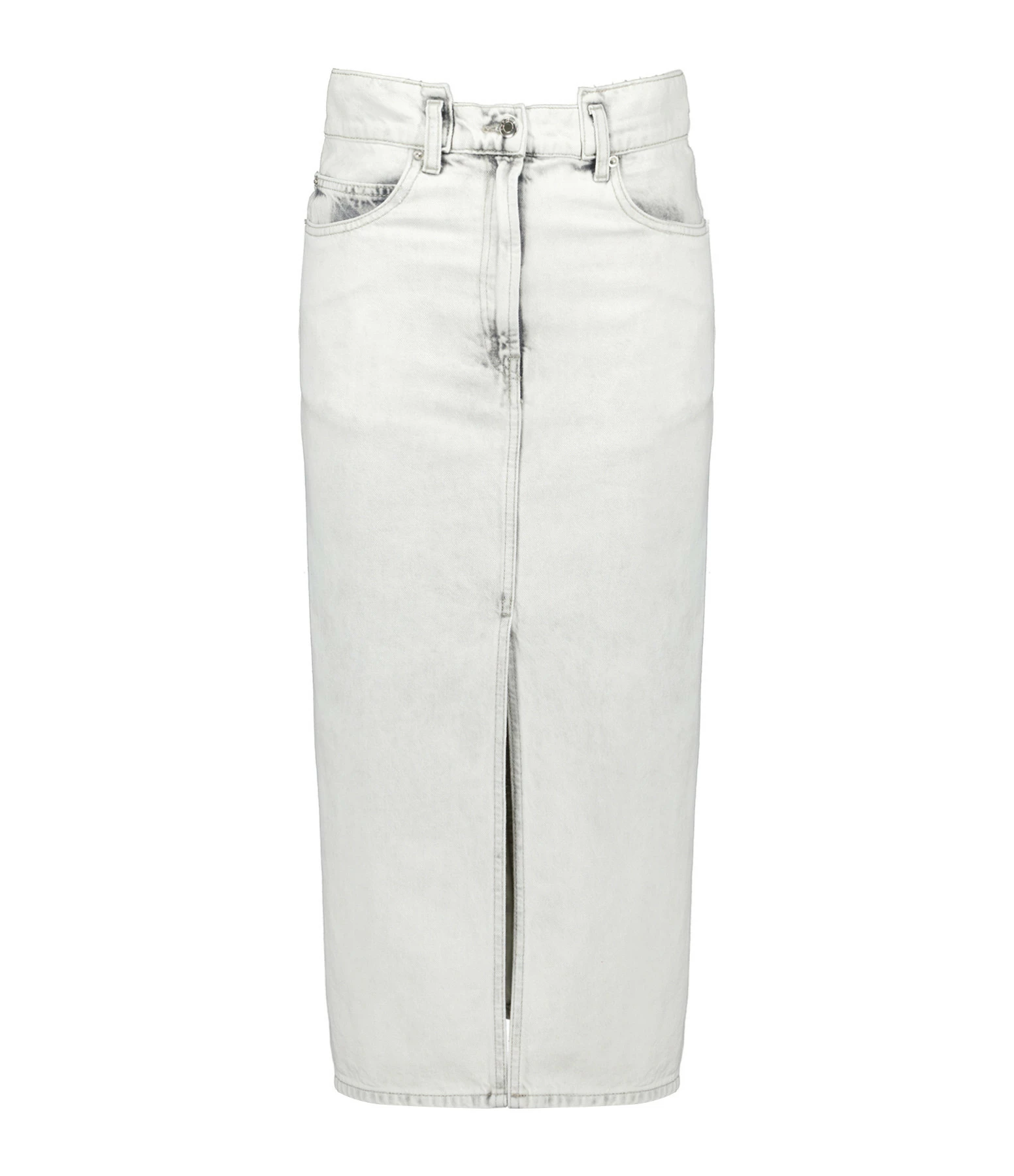 IRO Jupe Midi Milita Denim Coton Gris Clair