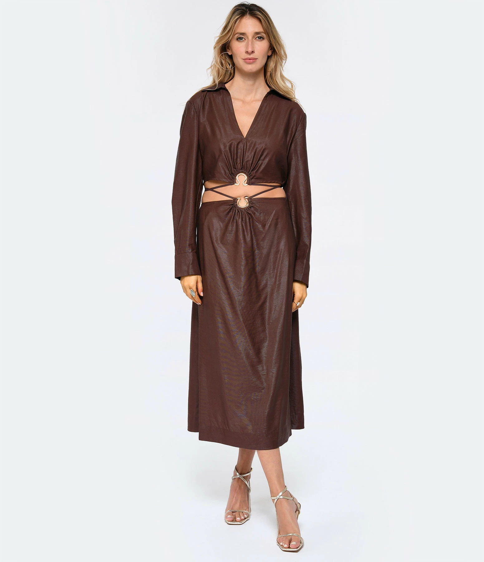 JONATHAN SIMKHAI Top Court Breslin Satin Chocolat – Image 2