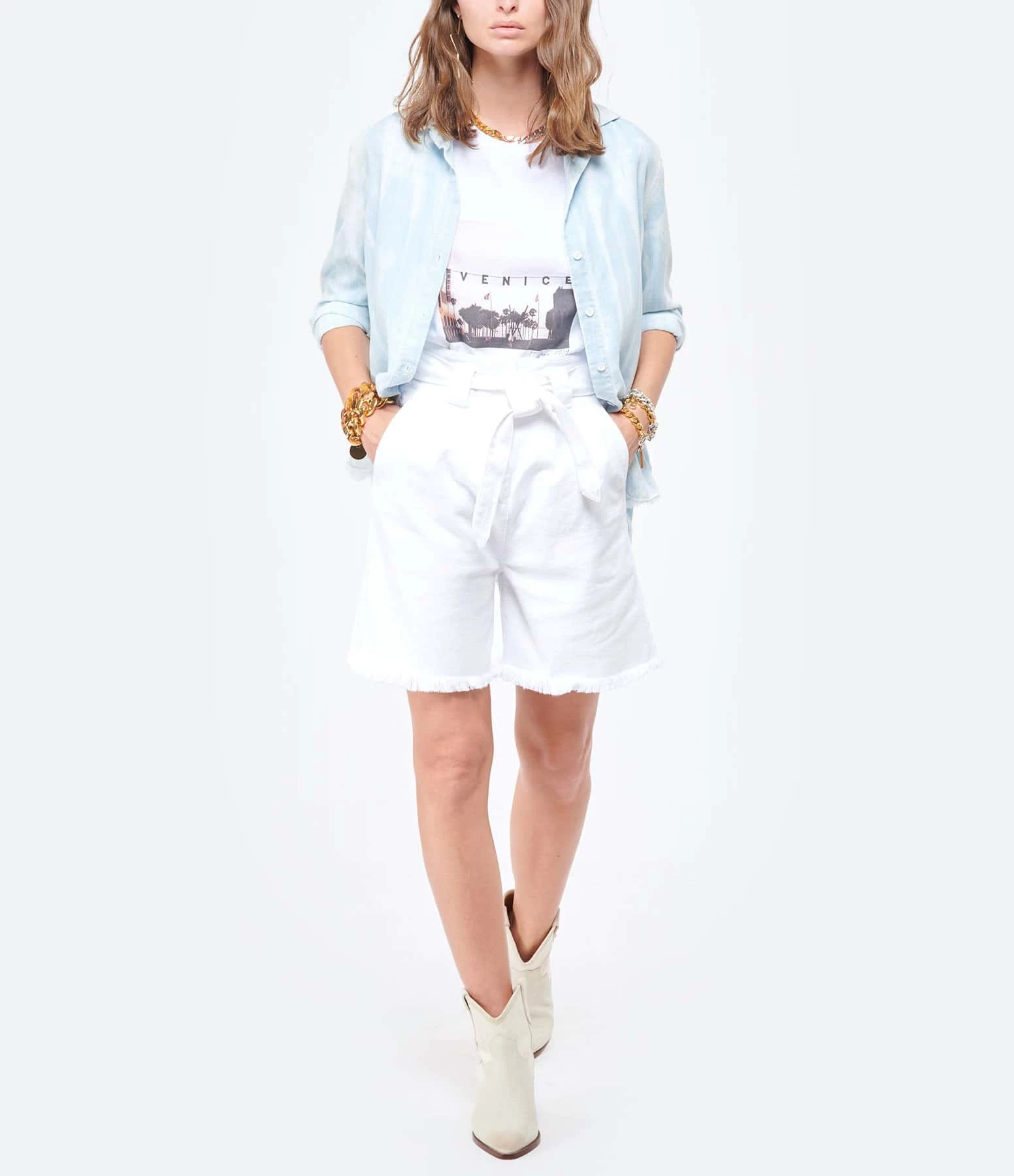 JEANNE VOULAND Bermuda Folco Denim Blanc – Image 3