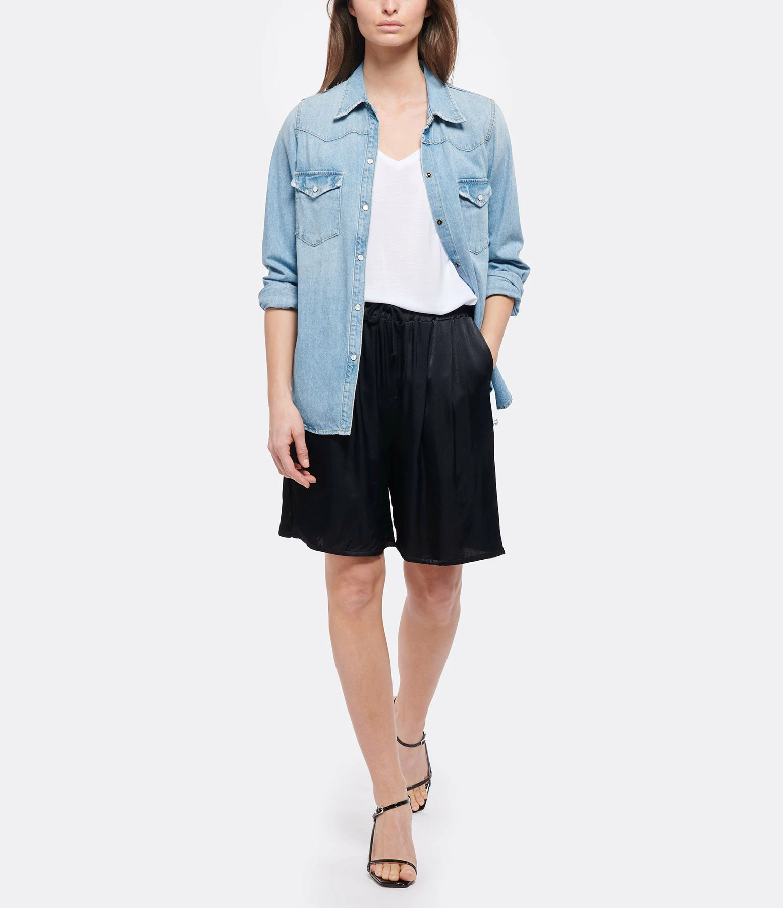 JEANNE VOULAND Tee-shirt Bacha Col V Lyocell Blanc – Image 7