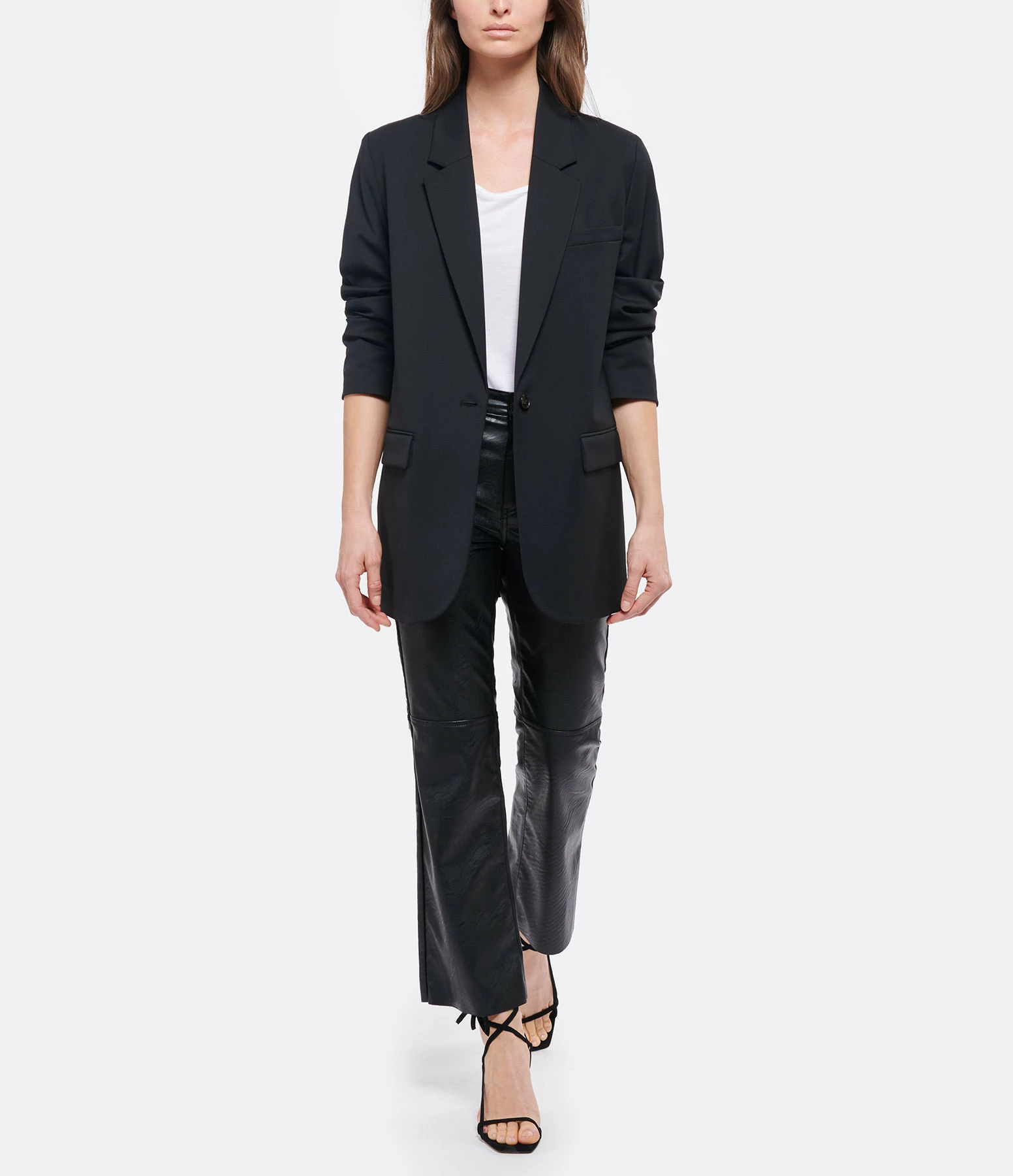 JEANNE VOULAND Pantalon Gabryel Cropped Flare Similicuir Noir – Image 3