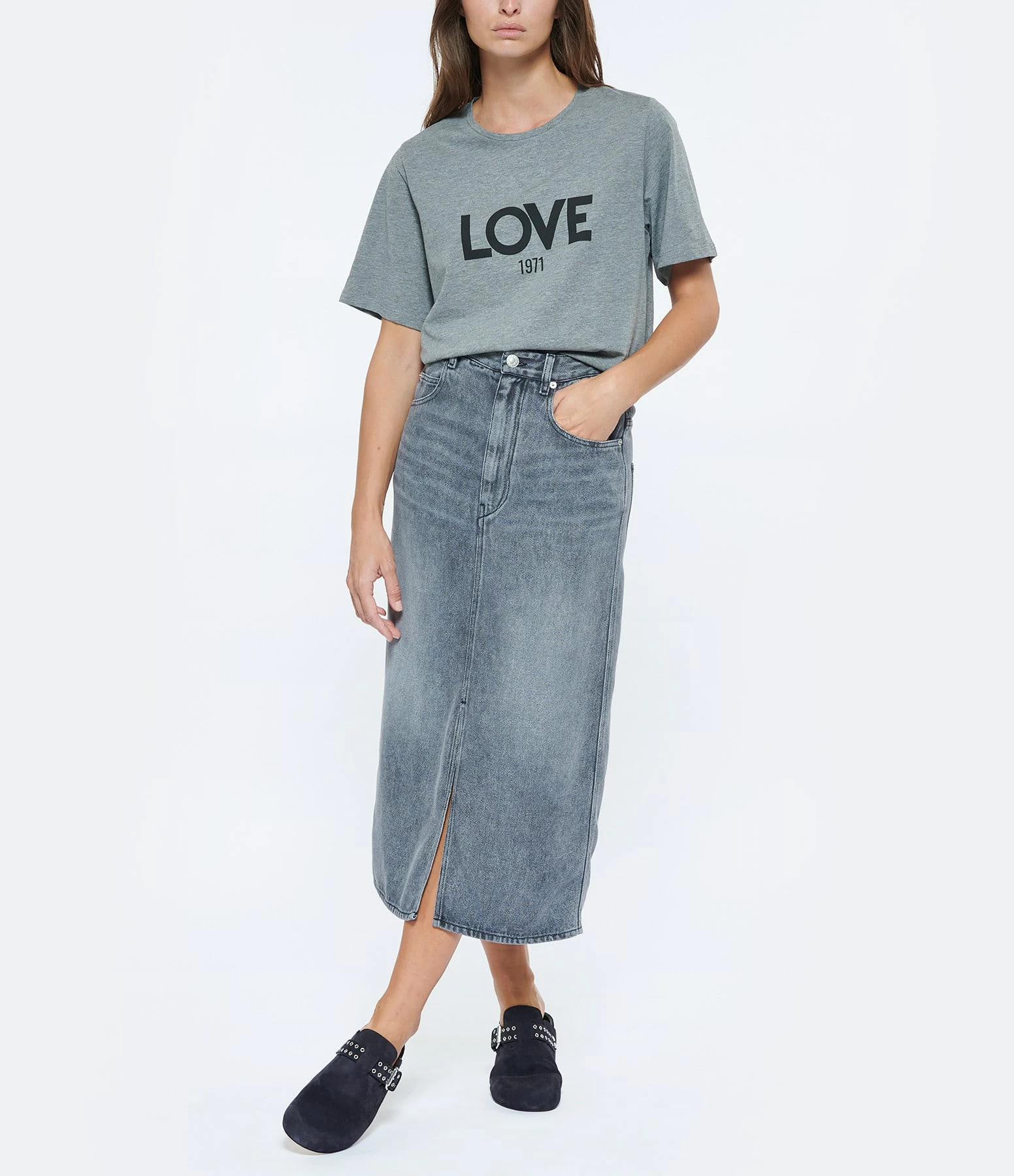 JEANNE VOULAND Tee-shirt Ben Love 1971 Coton Gris – Image 4