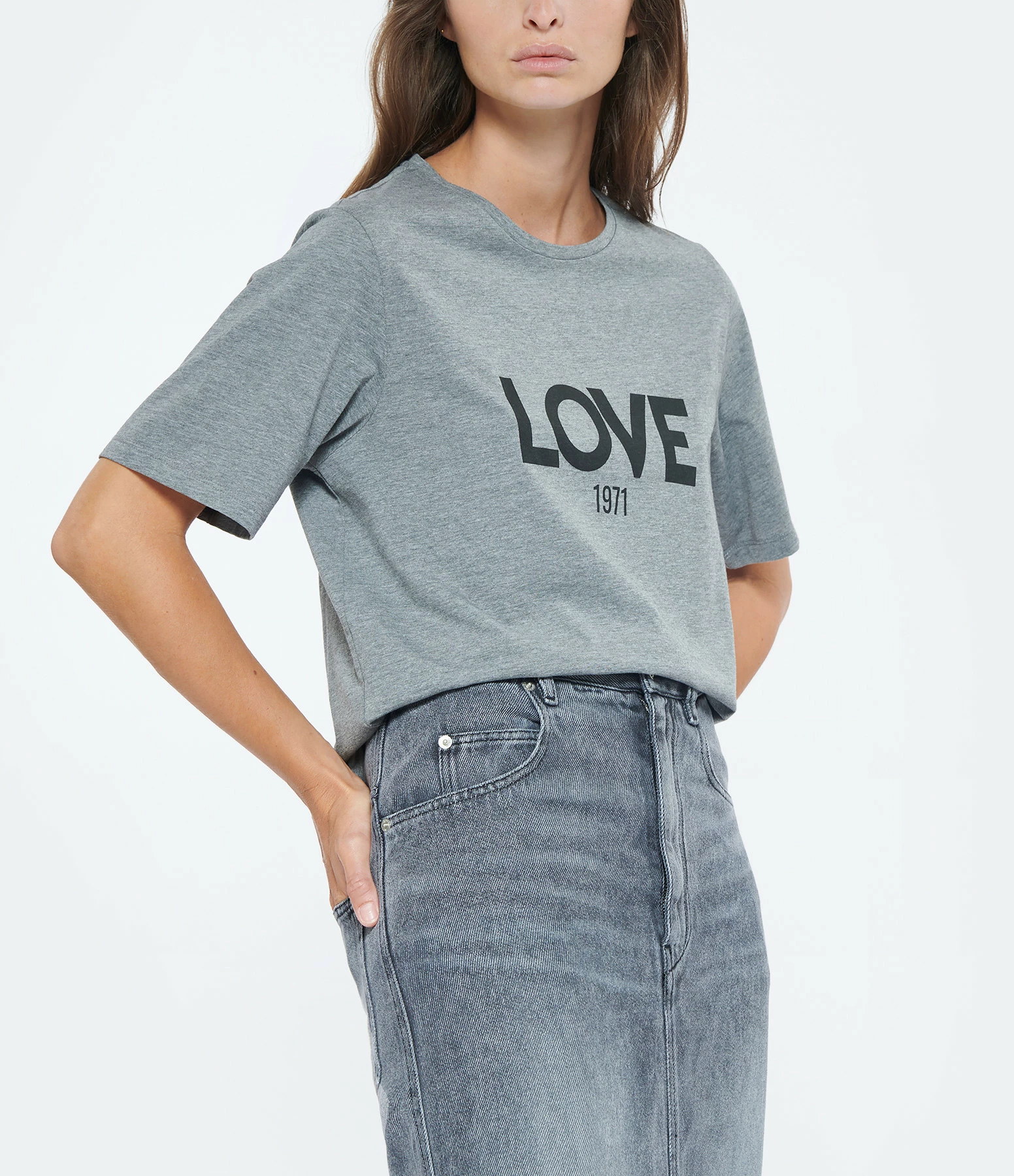 JEANNE VOULAND Tee-shirt Ben Love 1971 Coton Gris – Image 3