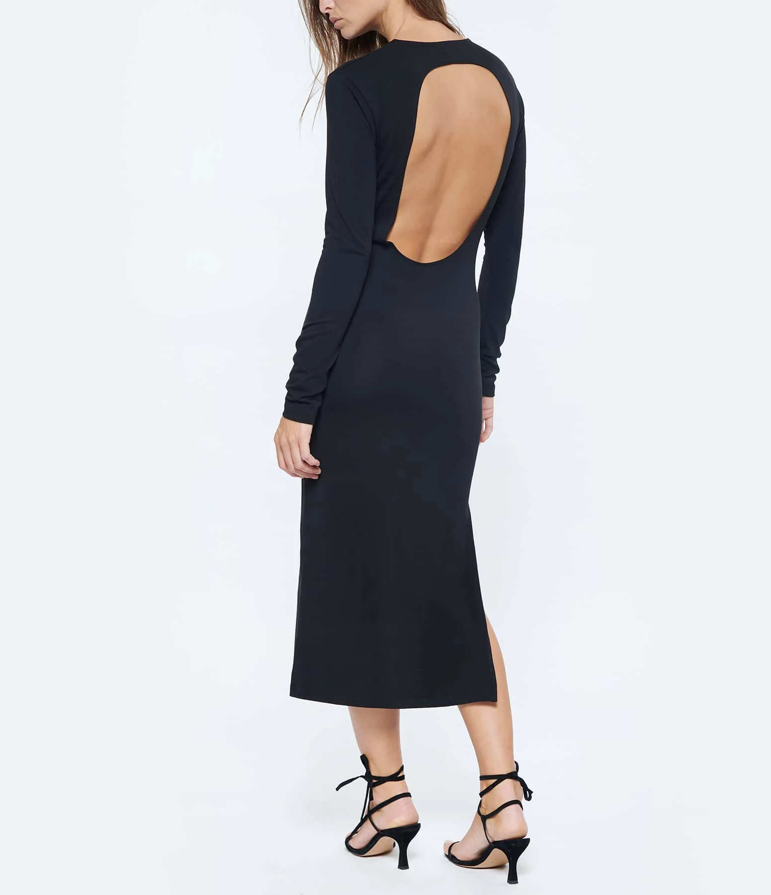 JEANNE VOULAND Robe Icha Dos Nu Coton Noir – Image 3