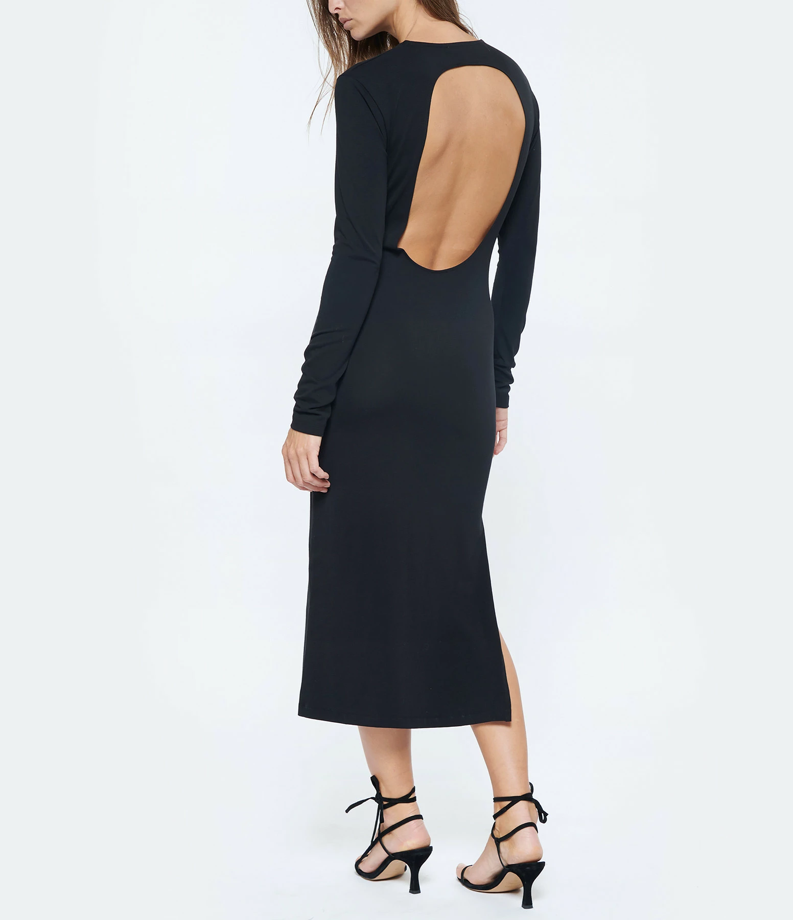 JEANNE VOULAND Robe Icha Dos Nu Coton Noir – Image 3