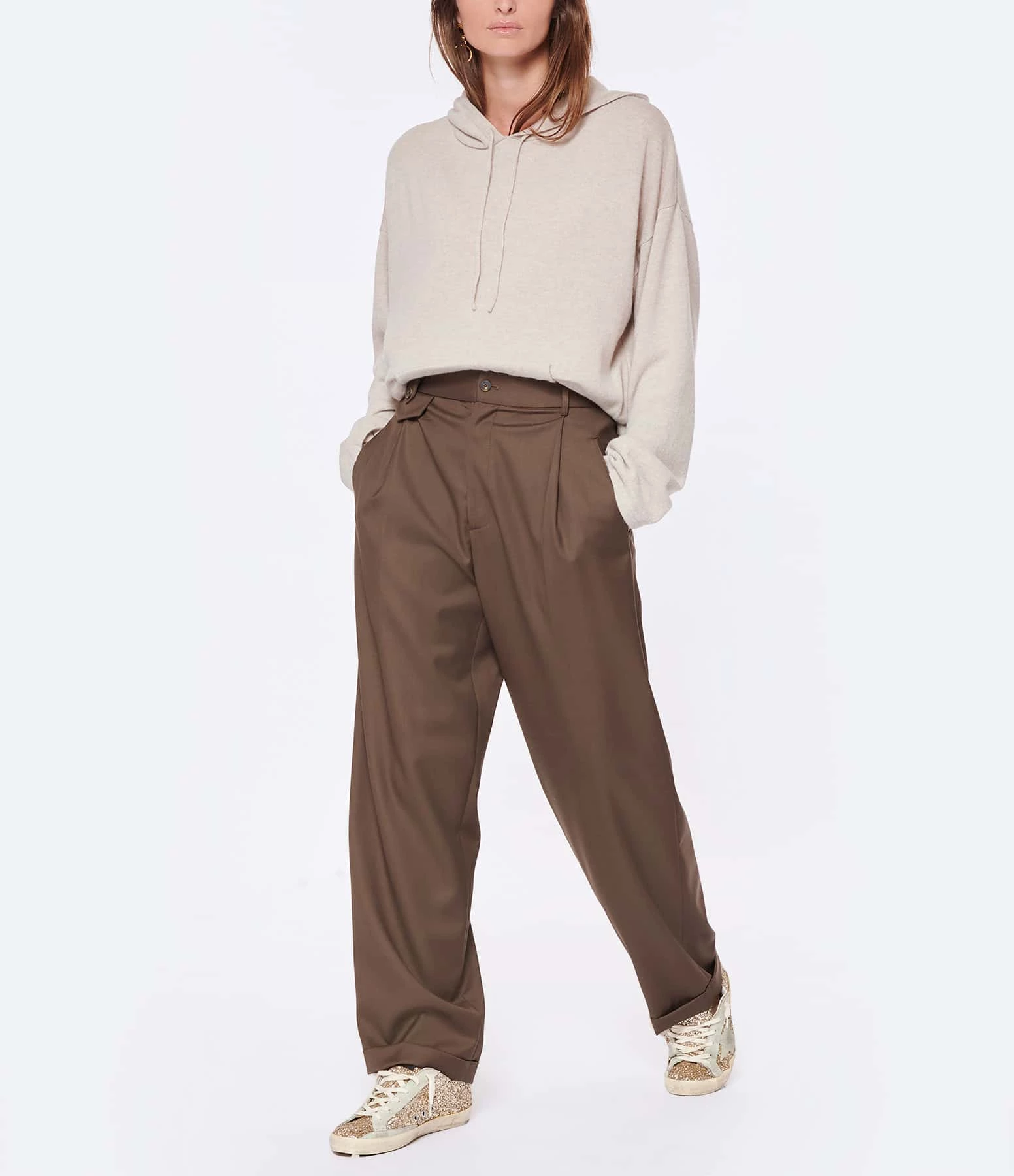 JEANNE VOULAND Sweatshirt Hoodie Gian Laine Beige – Image 4