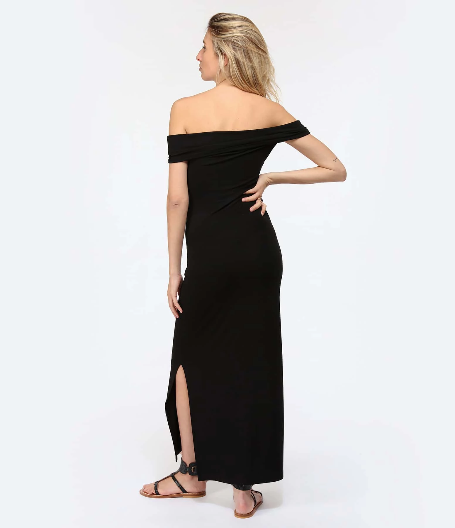 JEANNE VOULAND Robe Joha Col Bardot Noir – Image 4