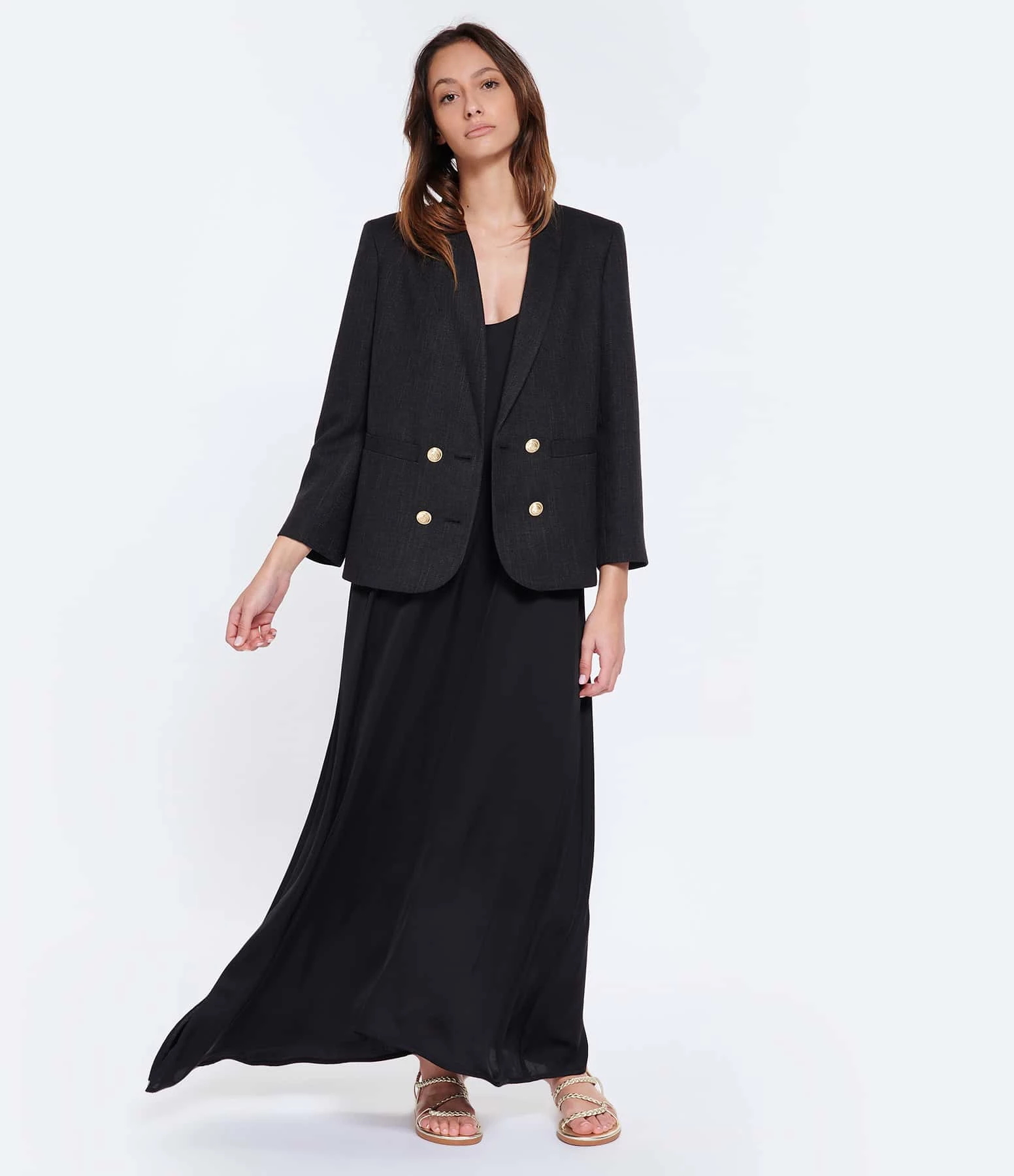 JEANNE VOULAND Robe Dessy Dos Nu Satin Noir – Image 5