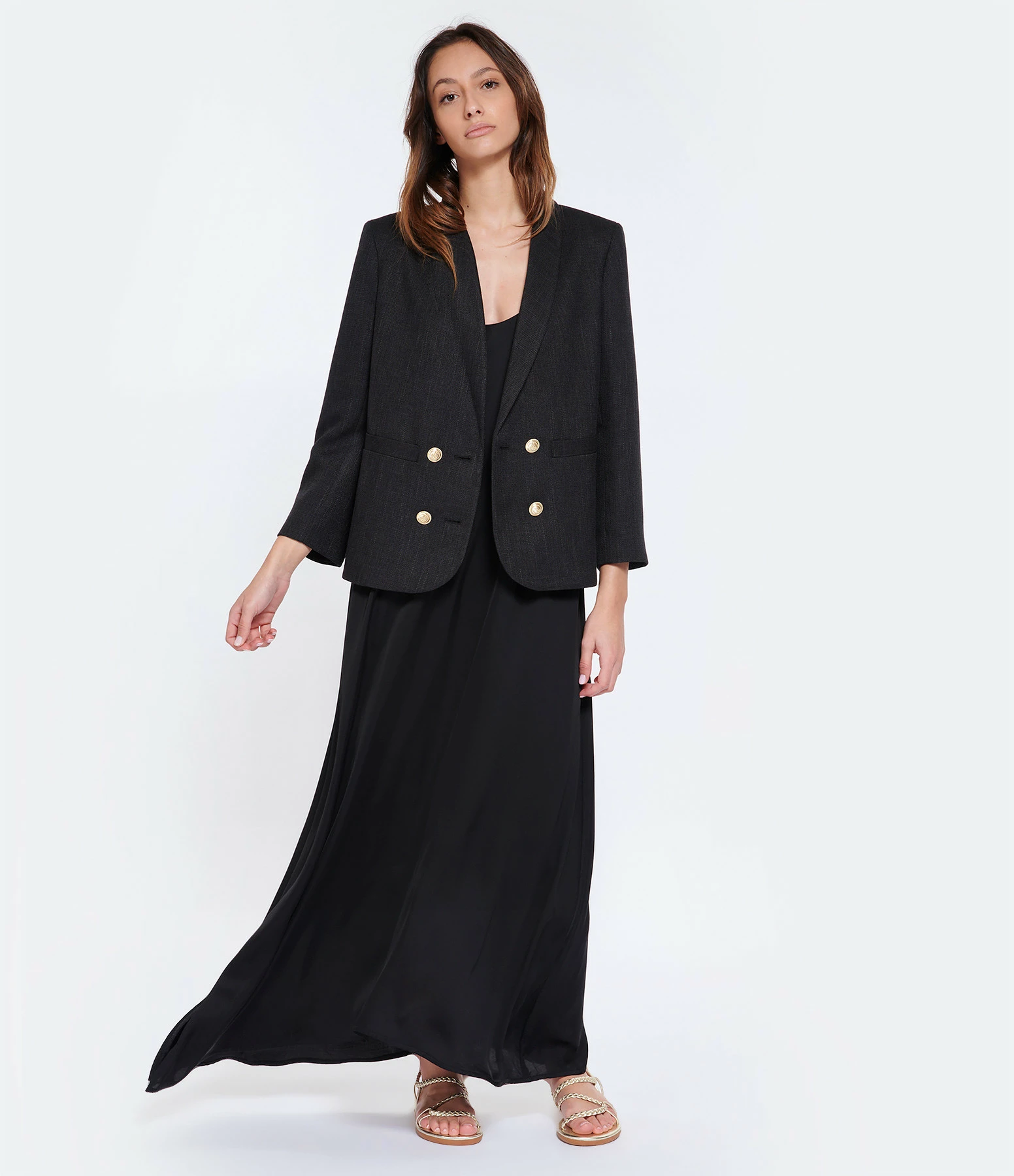 JEANNE VOULAND Robe Dessy Dos Nu Satin Noir – Image 5