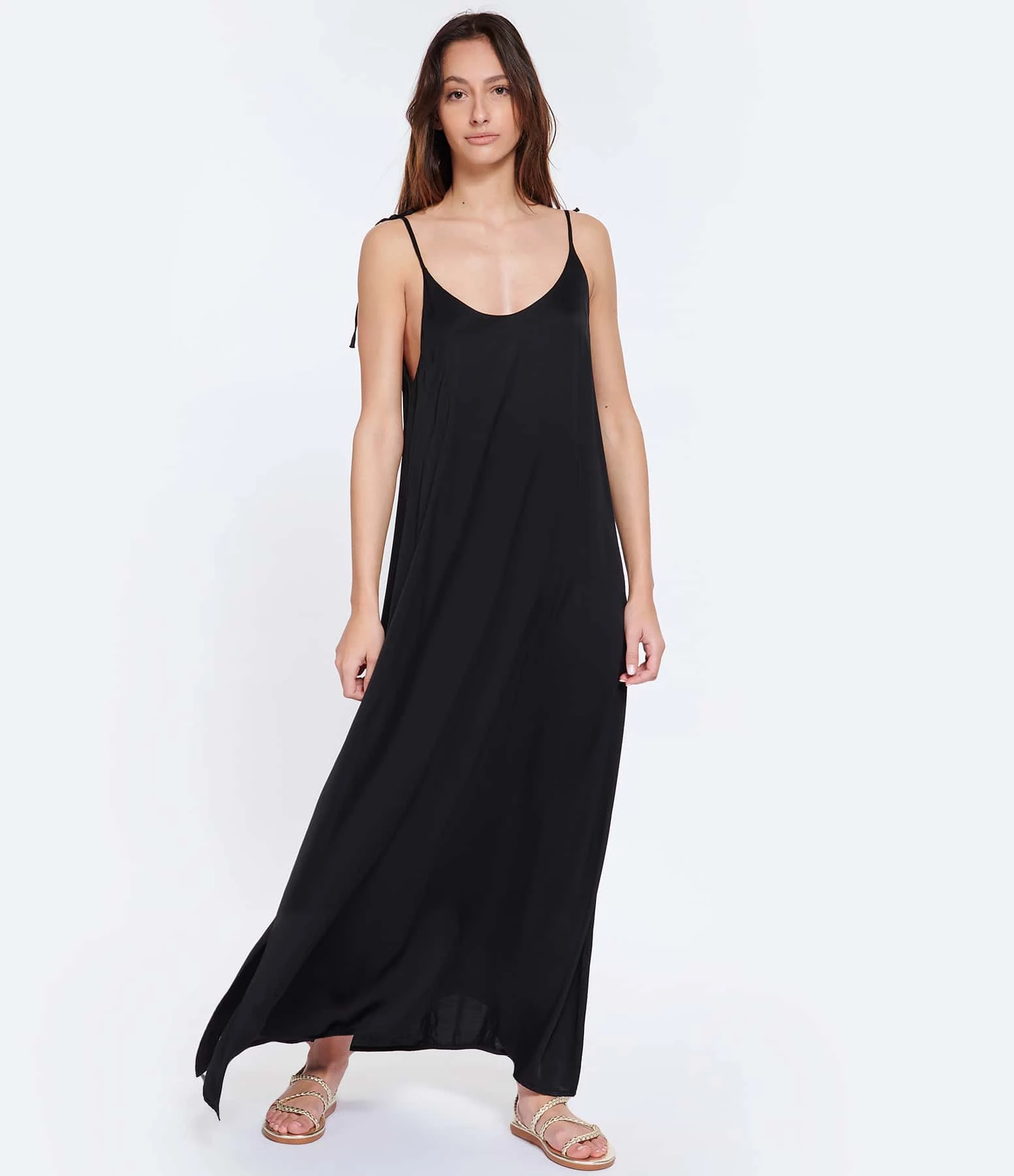 JEANNE VOULAND Robe Dessy Dos Nu Satin Noir – Image 3