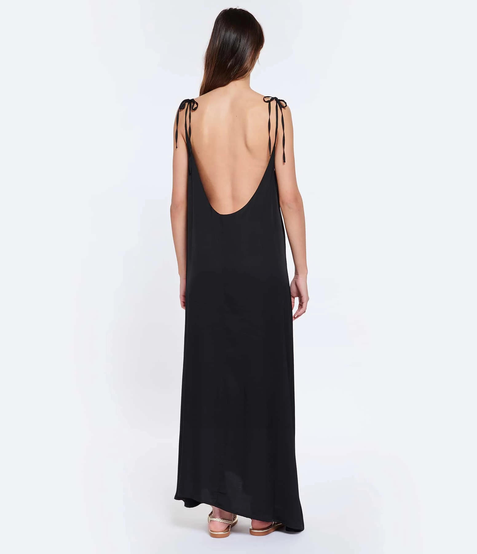 JEANNE VOULAND Robe Dessy Dos Nu Satin Noir – Image 4