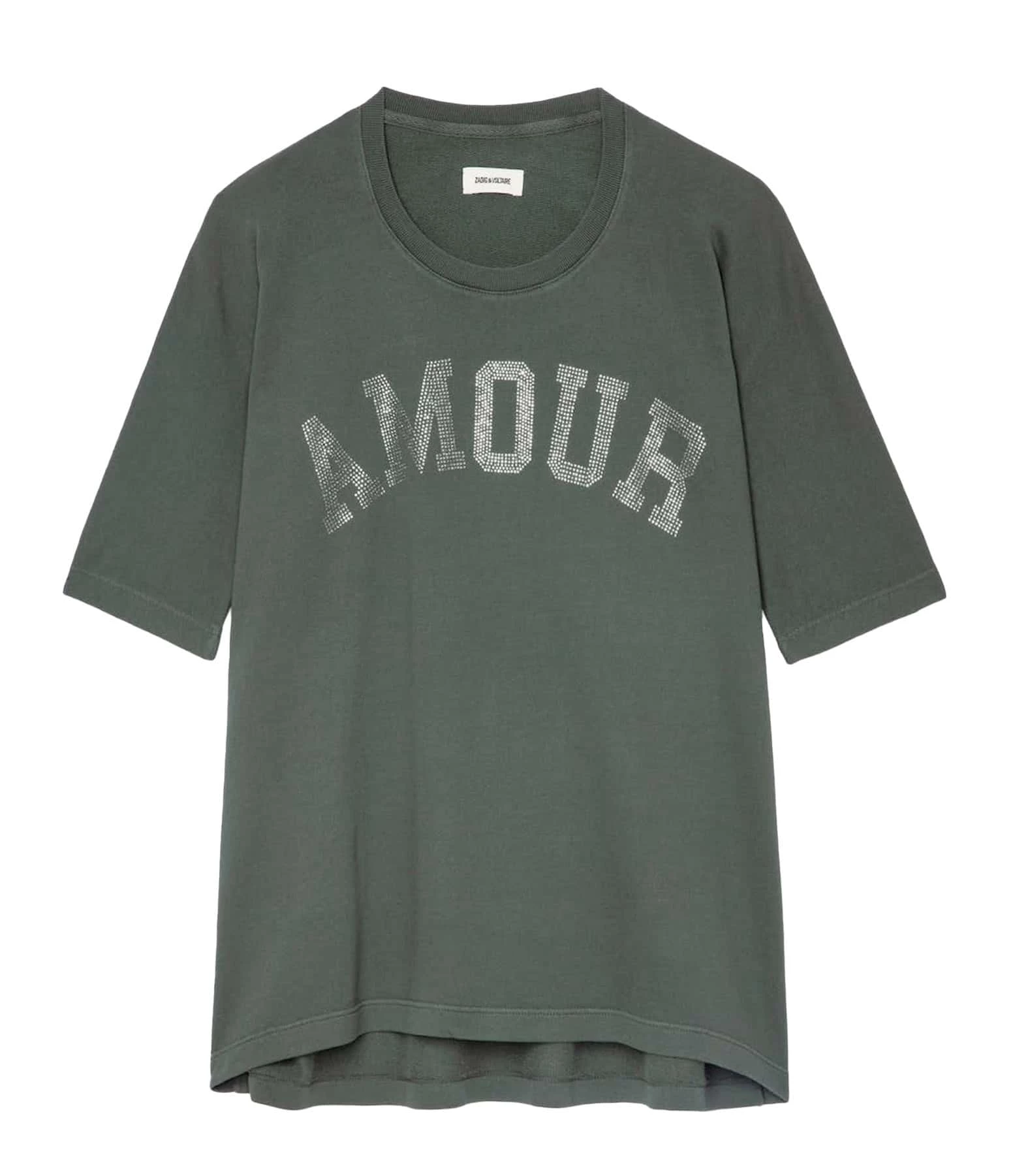 Zadig & Voltaire Sweatshirt Portland Amour Strass Coton Kaki