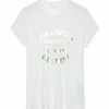 Zadig & Voltaire Tee-shirt Walk Blason Coton Blanc Doré