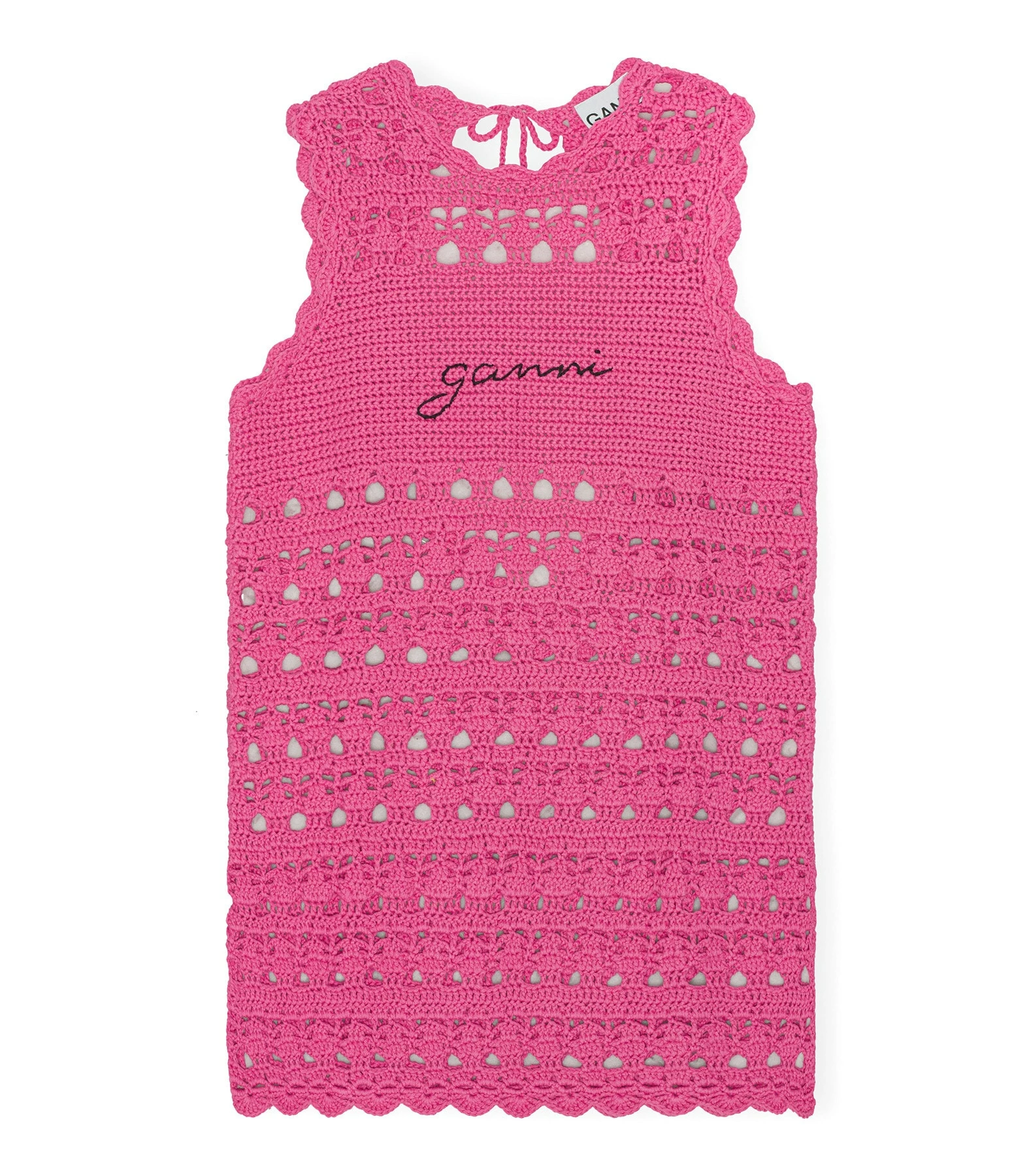 Ganni Robe De Plage Crochet Coton Organique Rose