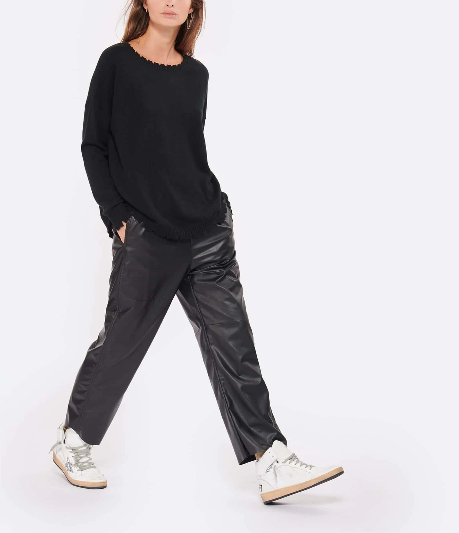 Kujten Pull Melah Col Rond Cachemire Noir – Image 4