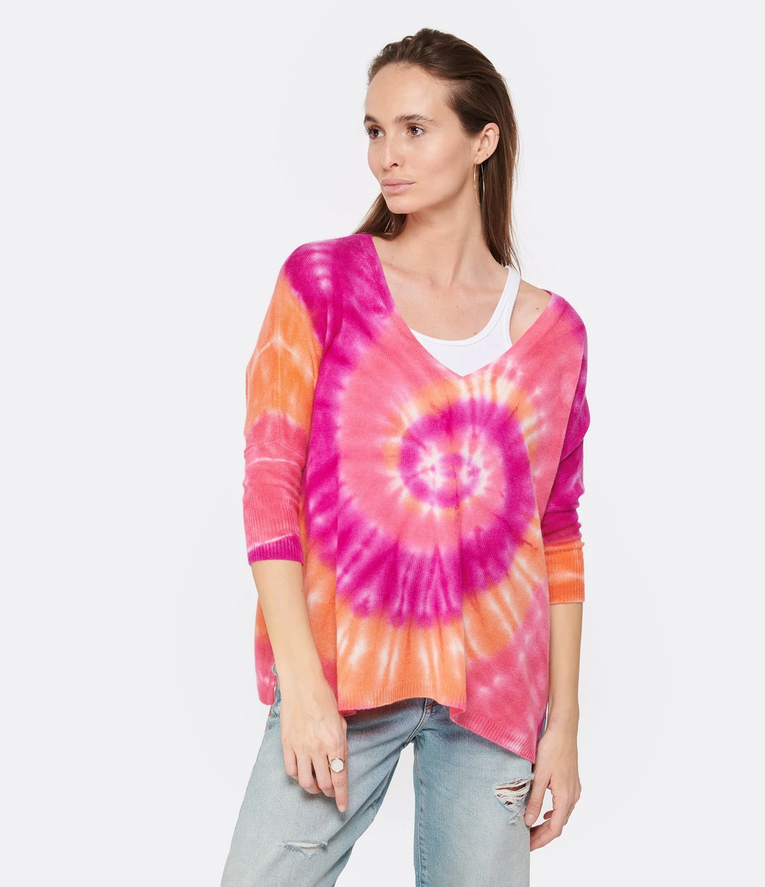 Kujten Pull Col V Oversize Minie Sunny Cachemire Rose Neo 5 Kujten Pull Col V Oversize Minie Sunny Cachemire Rose Neo – Image 3