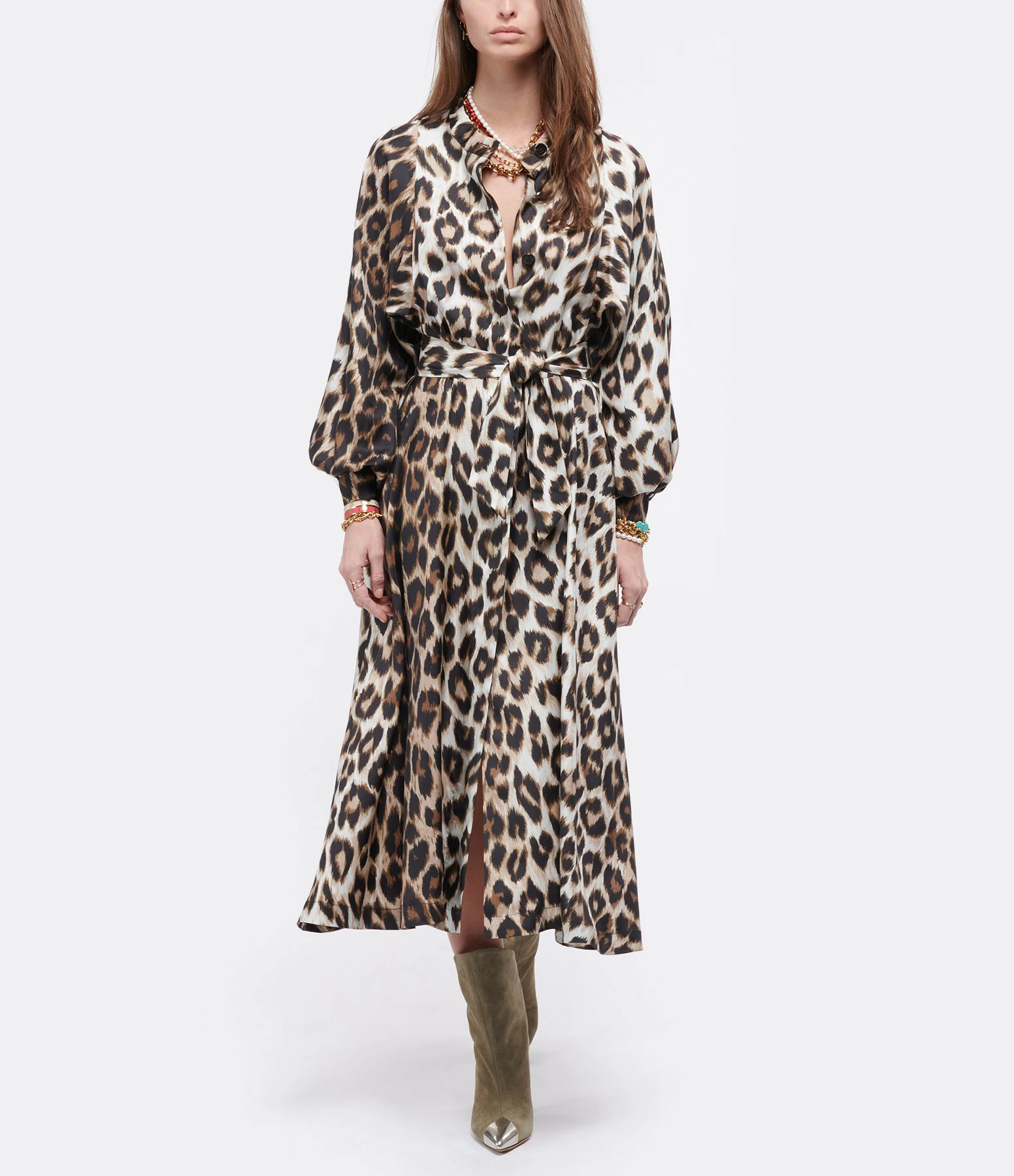 LA PRESTIC OUISTON Robe Raffaella Soie Imprimé Panthère – Image 3