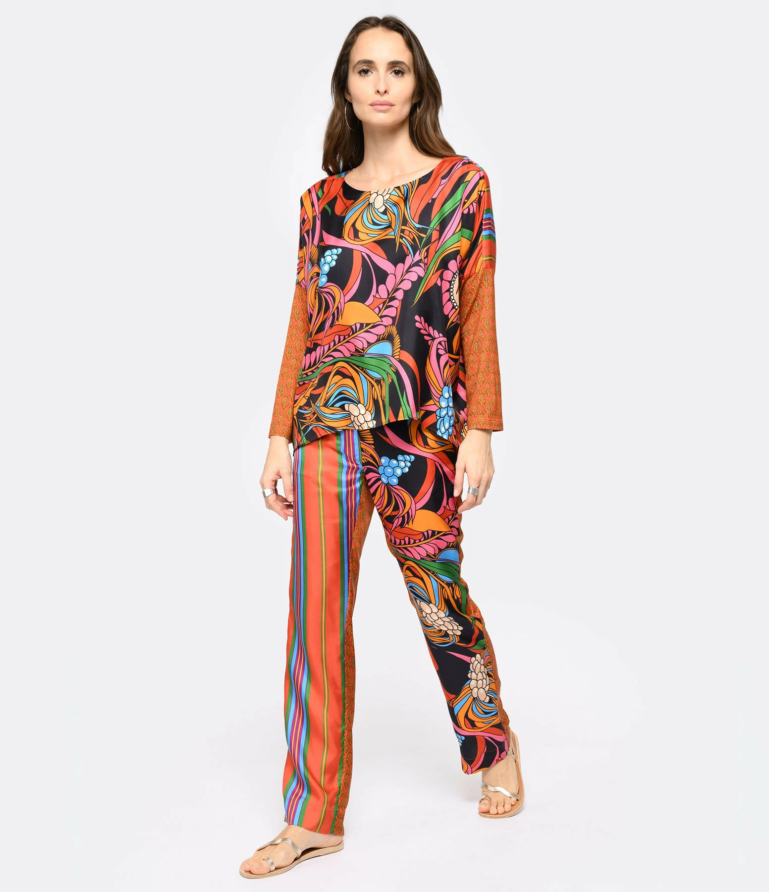 LA PRESTIC OUISTON Blouse Janine Soie Mix Corail Fun – Image 6