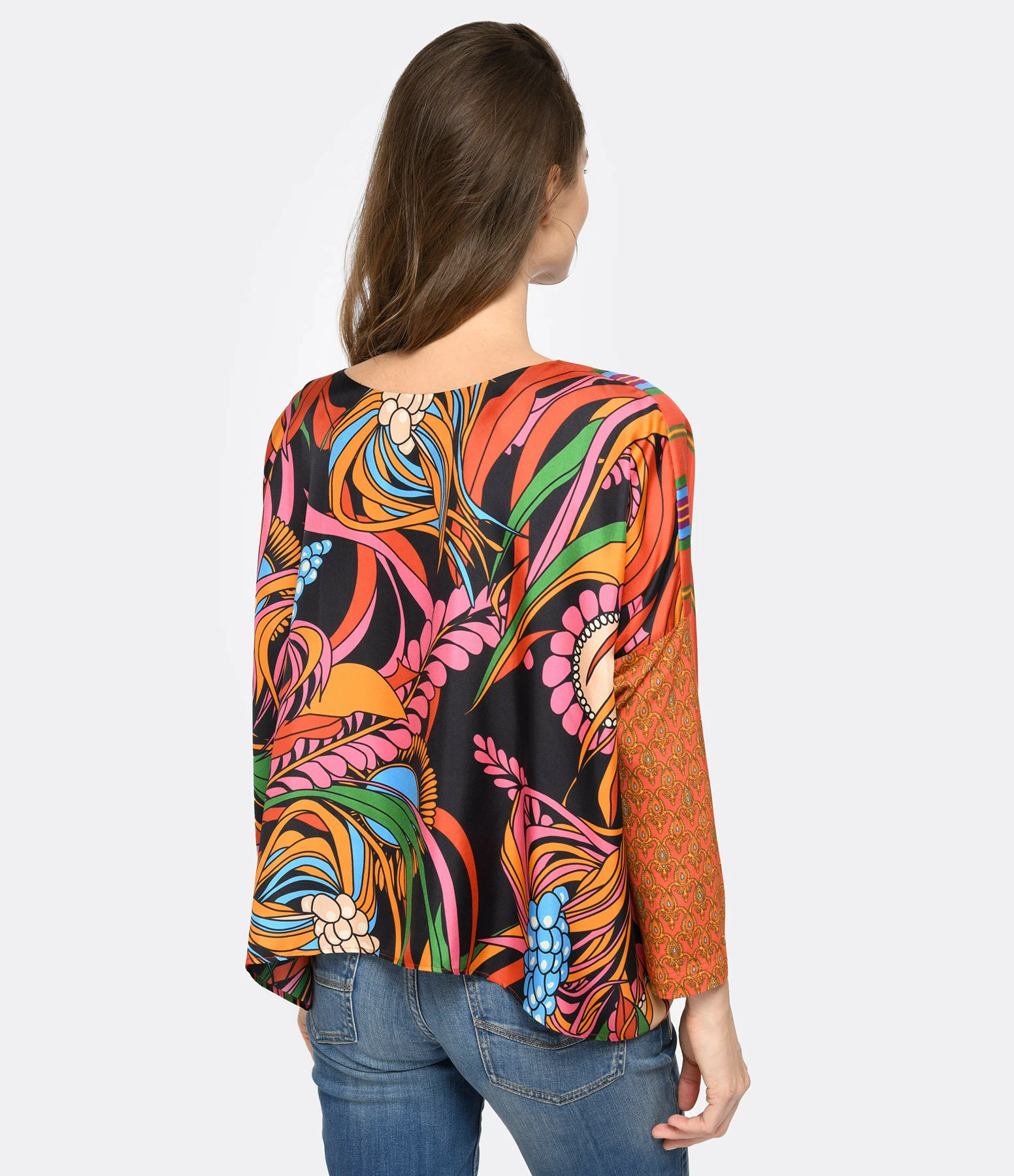 LA PRESTIC OUISTON Blouse Janine Soie Mix Corail Fun – Image 7