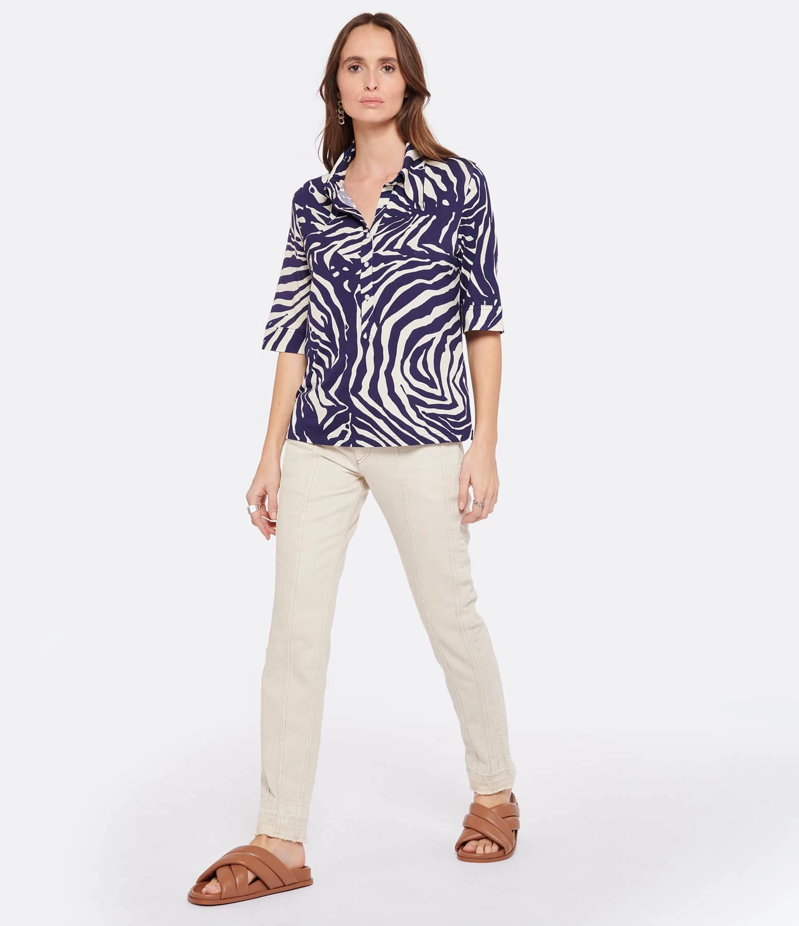 LA PRESTIC OUISTON Chemise Lauren Zèbre Marine – Image 4