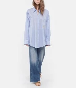 LES FÉLICITÉS Chemise Coton Bleu Avec Pierres De Protection -Boutique de vente ZIMMERMANN lesfe look20210126 364