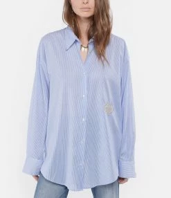 LES FÉLICITÉS Chemise Coton Bleu Avec Pierres De Protection -Boutique de vente ZIMMERMANN lesfe look20210126 369