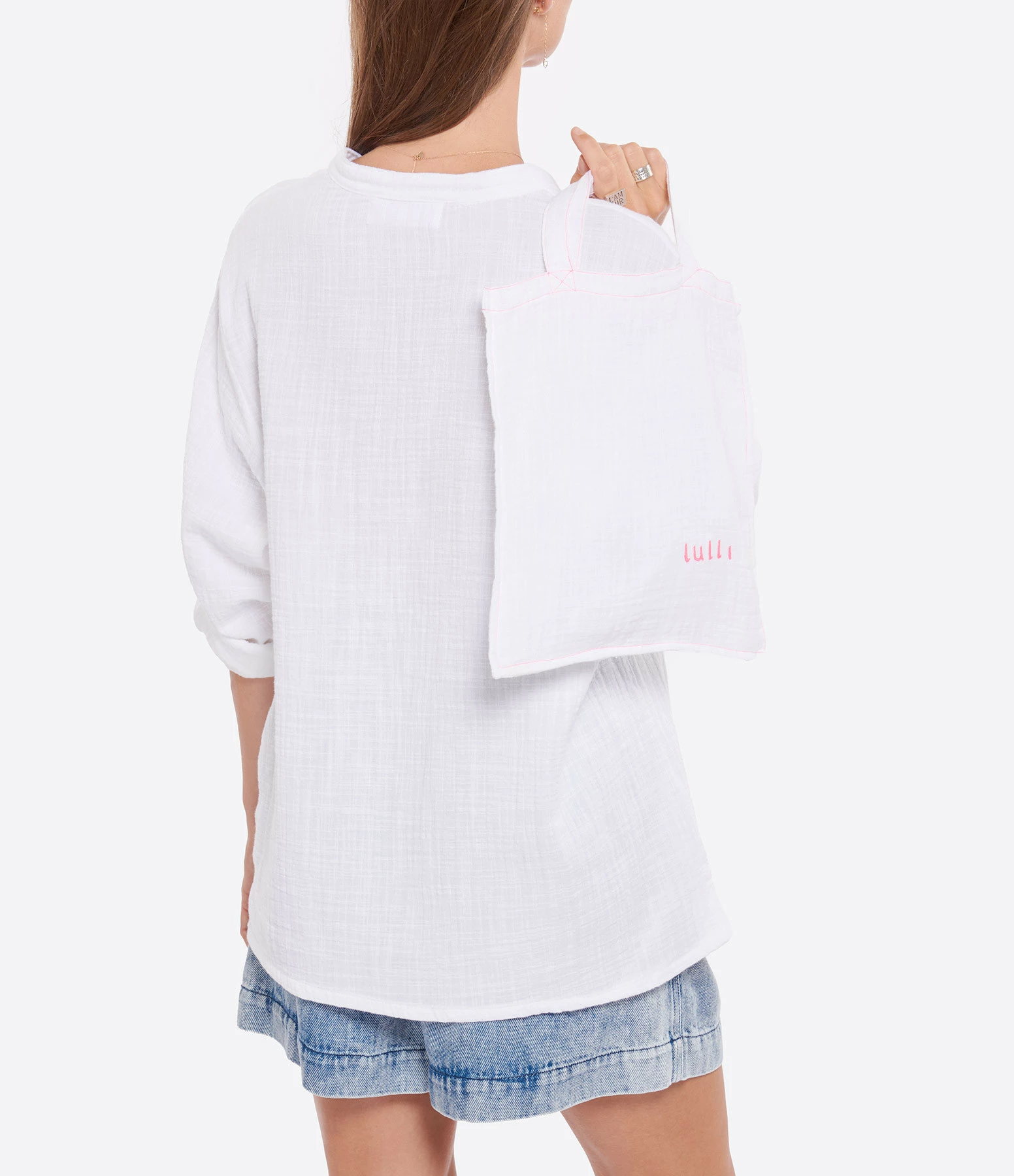 LES FÉLICITÉS Blouse Coton Blanc Rose, Exclusivité Lulli – Image 5