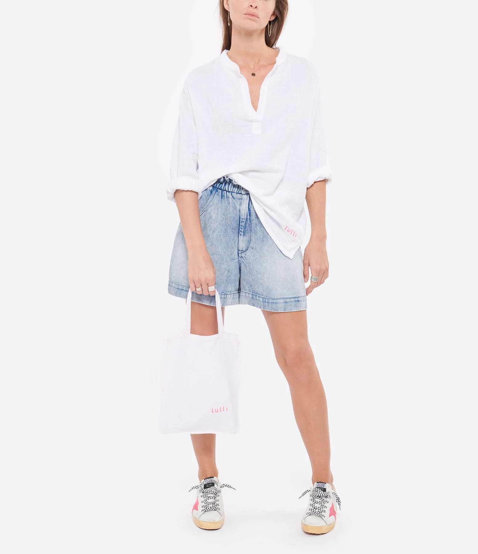 LES FÉLICITÉS Blouse Coton Blanc Rose, Exclusivité Lulli – Image 6