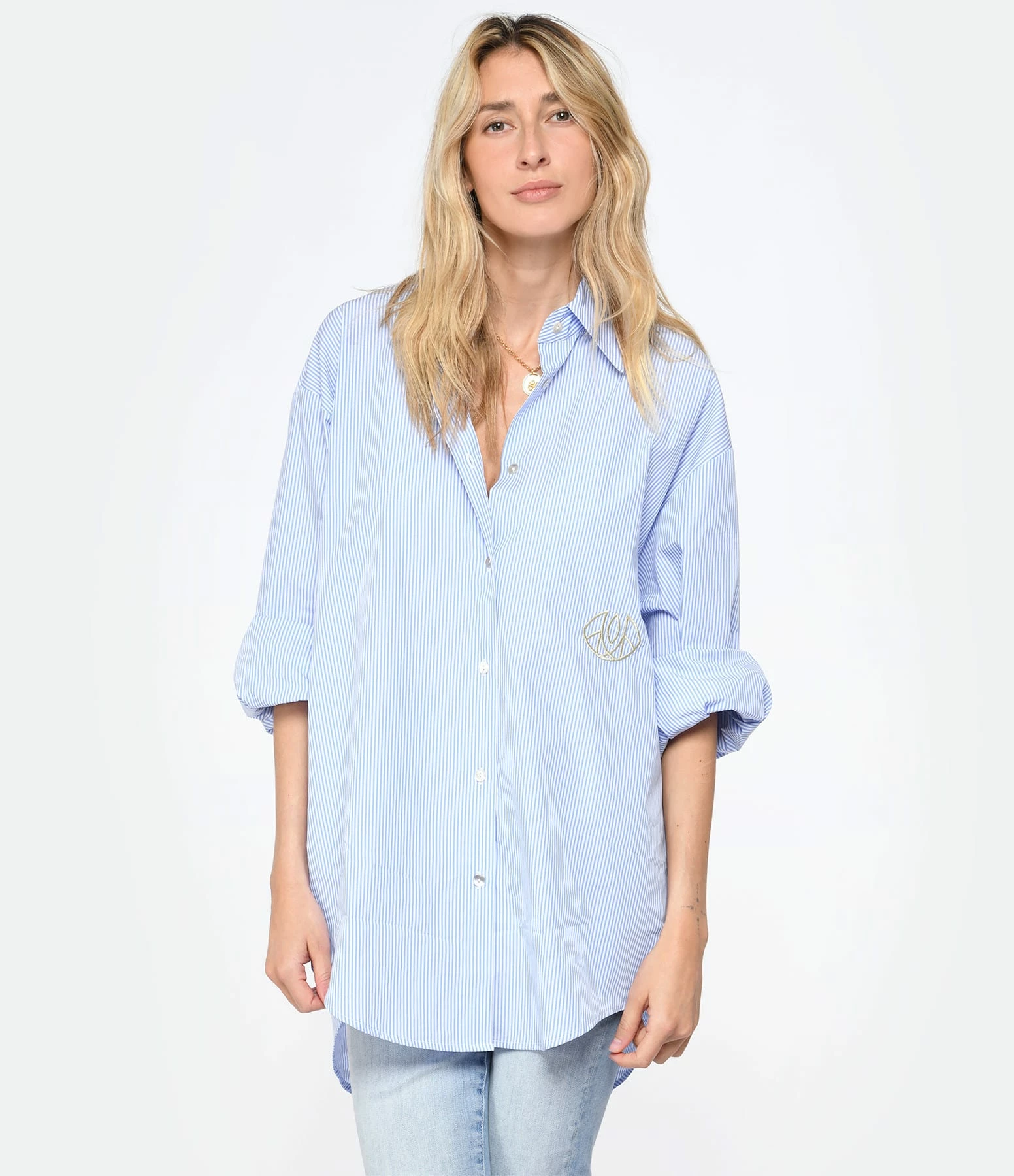 LES FÉLICITÉS Chemise Félicy Rayée Bleu, Pierre De Protection – Image 5