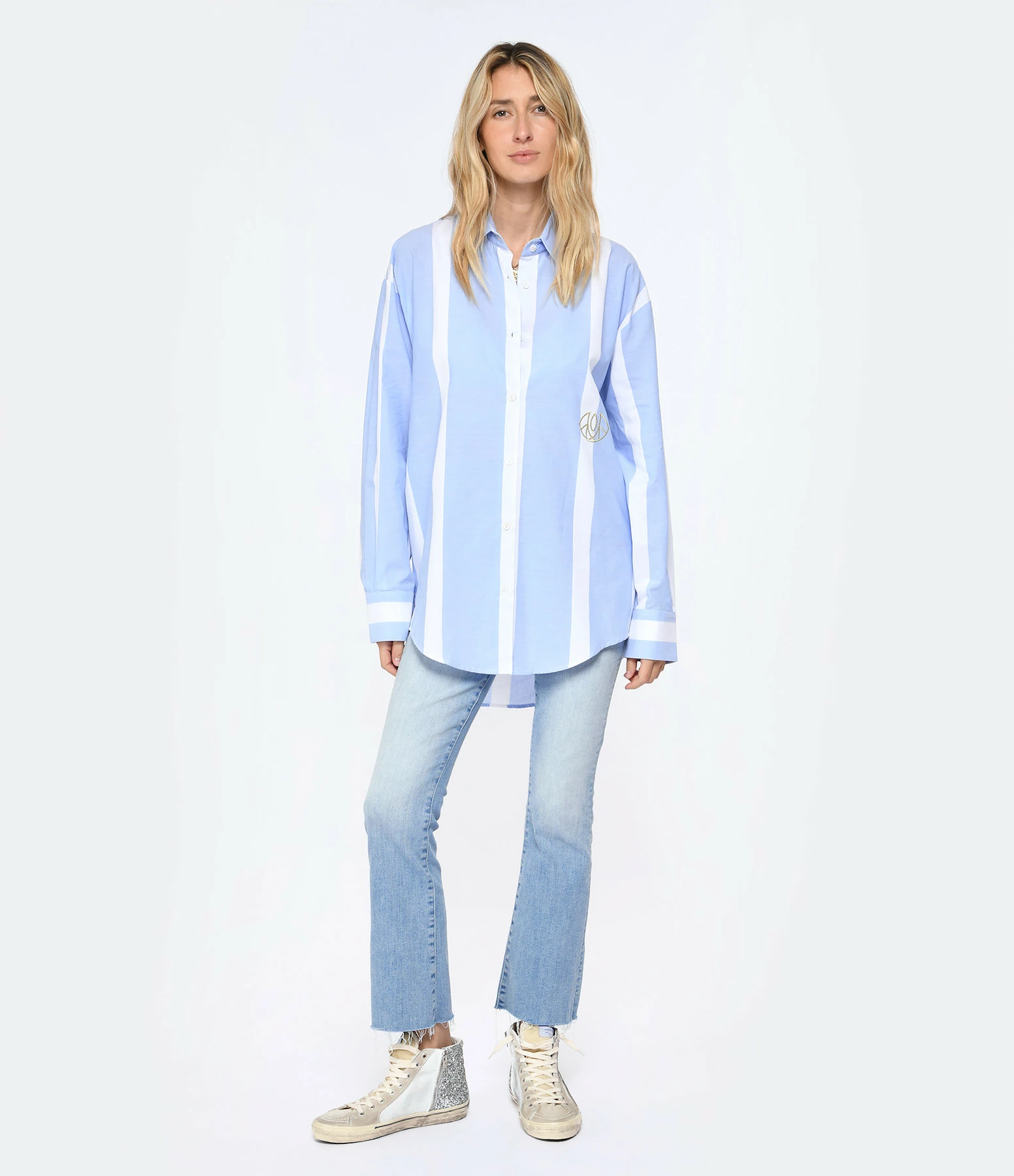 LES FÉLICITÉS Chemise Félicy Rayée Bleu Large, Pierre De Protection – Image 5