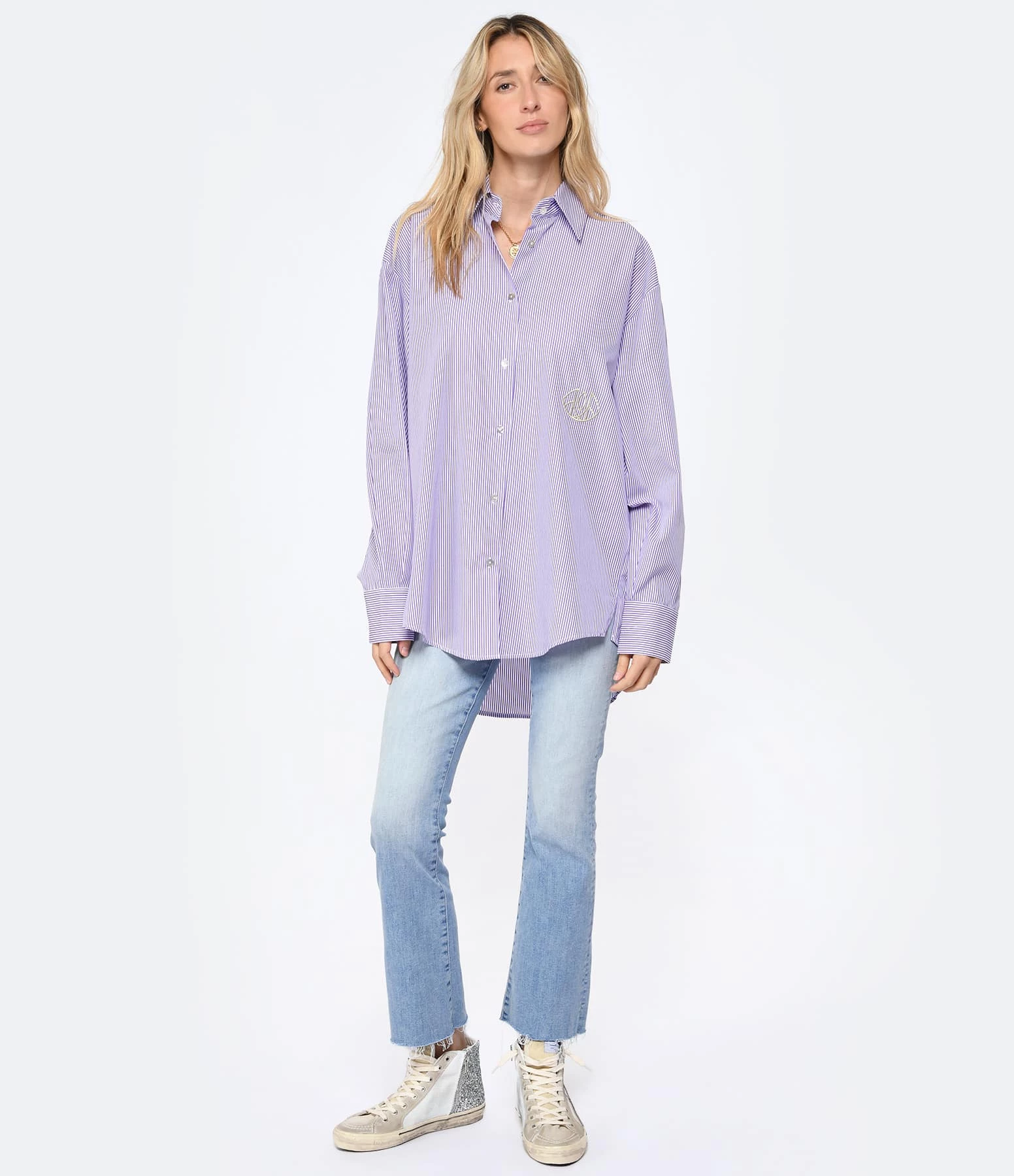 LES FÉLICITÉS Chemise Félicy Rayée Parme, Pierre De Protection – Image 6