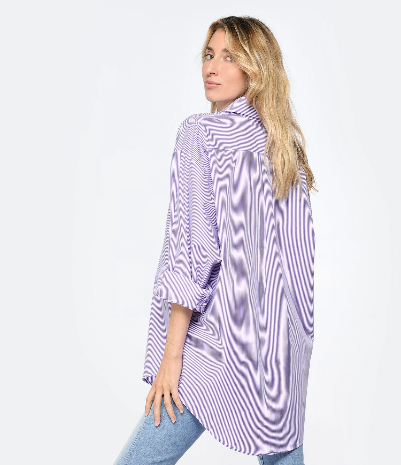 LES FÉLICITÉS Chemise Félicy Rayée Parme, Pierre De Protection – Image 5