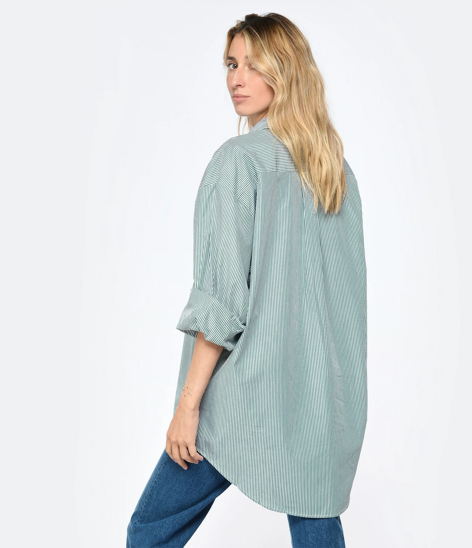 LES FÉLICITÉS Chemise Félicy Rayée Kaki, Pierre De Protection – Image 5