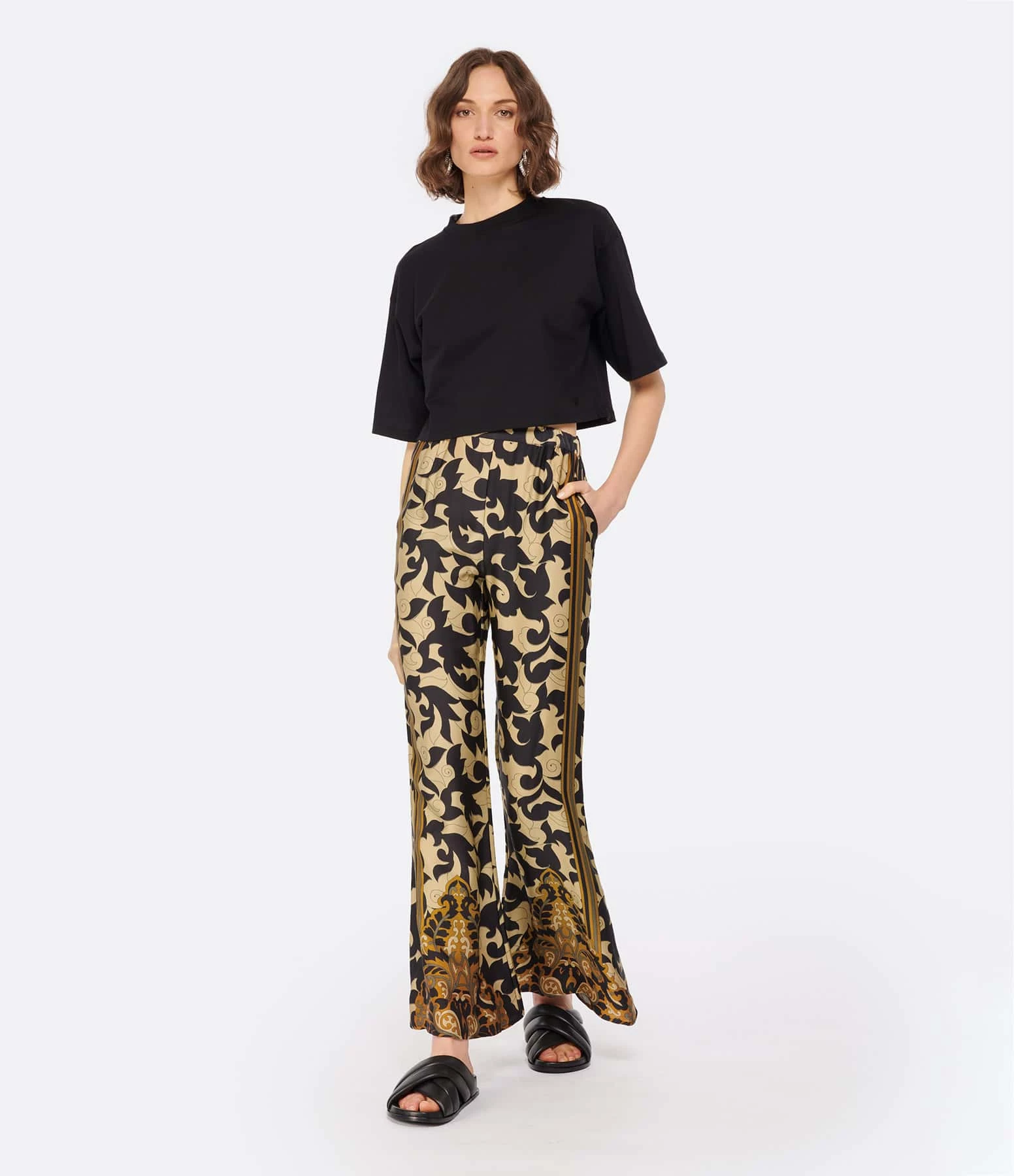 LOULOU STUDIO Tee-shirt Court Gupo Coton Noir – Image 5