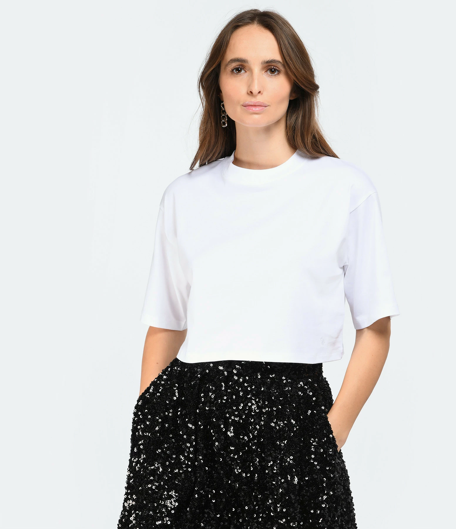 LOULOU STUDIO Tee-shirt Court Gupo Coton Blanc – Image 3