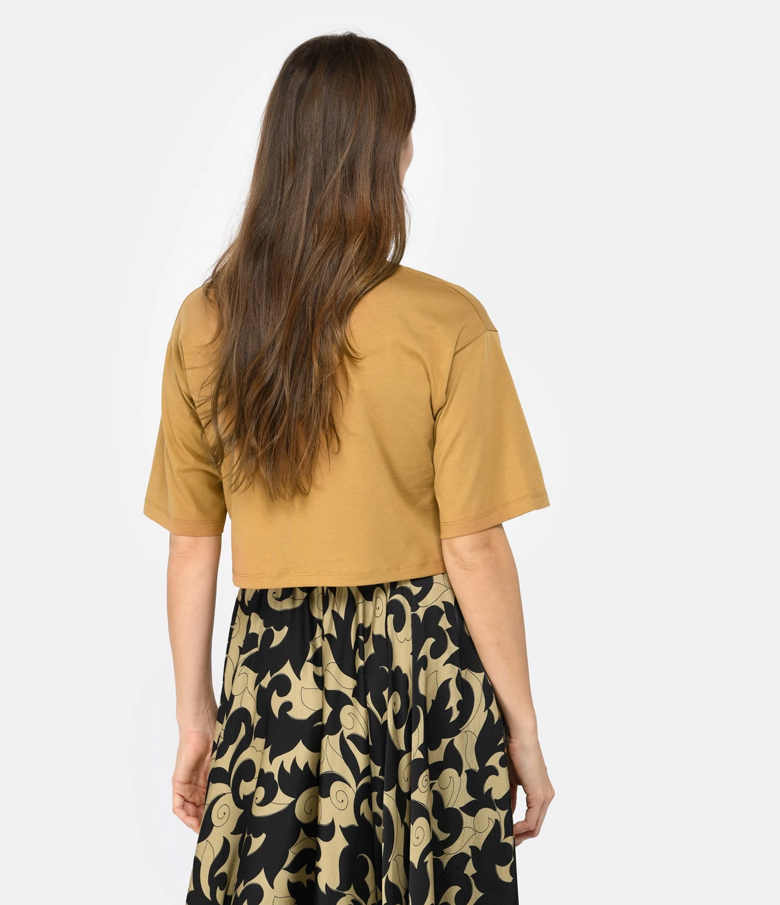 LOULOU STUDIO Tee-shirt Court Gupo Coton Camel – Image 4