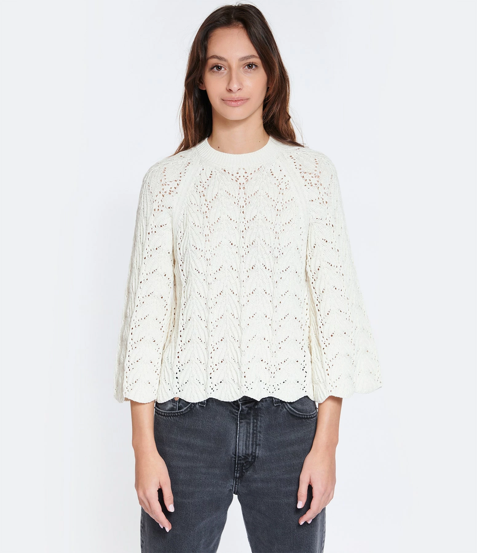 LOULOU STUDIO Top Cabra Crochet Coton Ivoire – Image 3