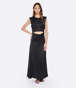 LOULOU STUDIO Robe Sans Manches Copan Satin Noir 8 LOULOU STUDIO Robe Sans Manches Copan Satin Noir -Boutique de vente ZIMMERMANN loulo look20230203 247 1